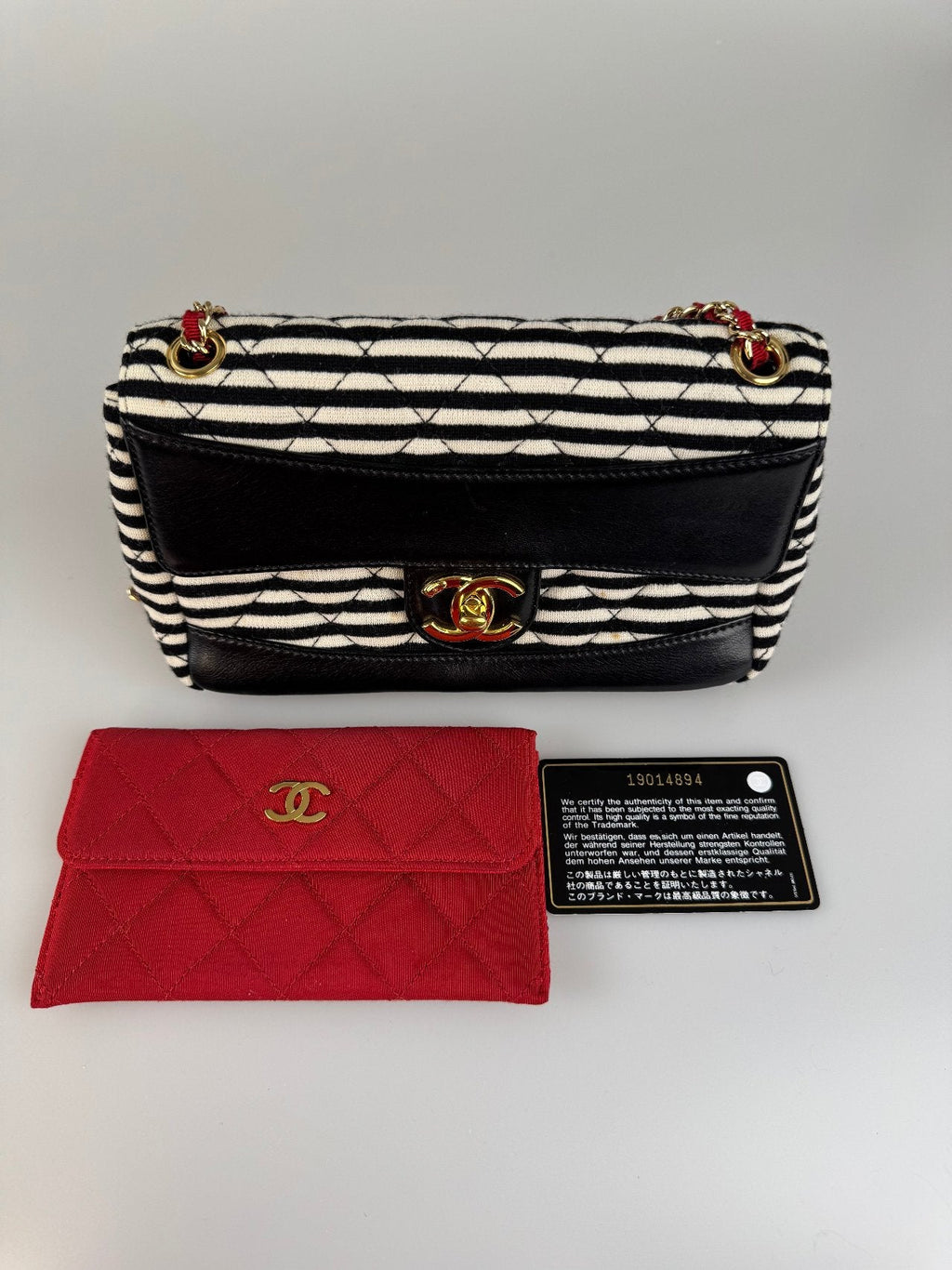 Chanel Sailor Bag Blue 2014 Striped Mini Rectangle Classic Single Flap Shoulder Bag