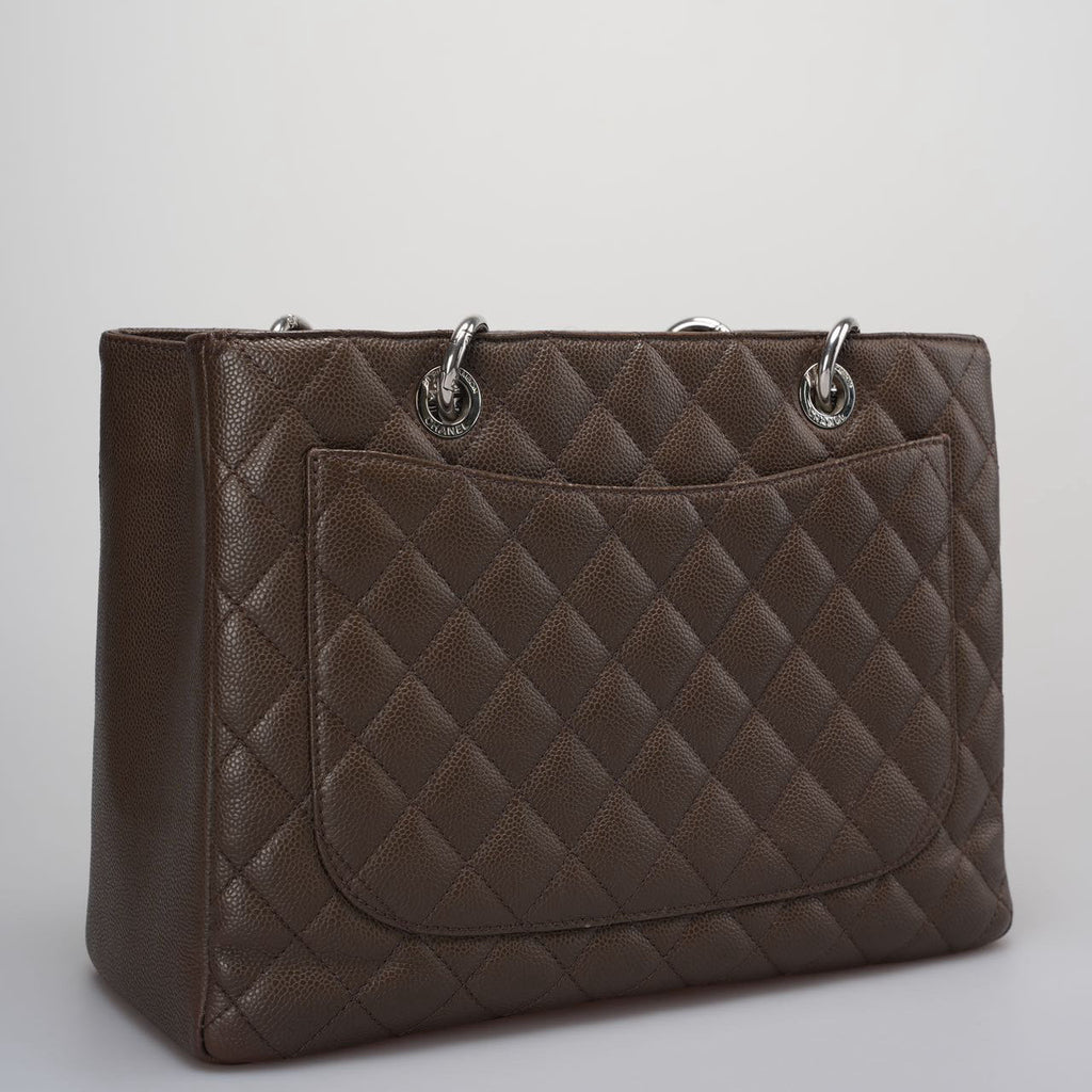 Chanel Brown GST Grand Shopping Tote  Bag in Caviar Leather with  Silver Hardware