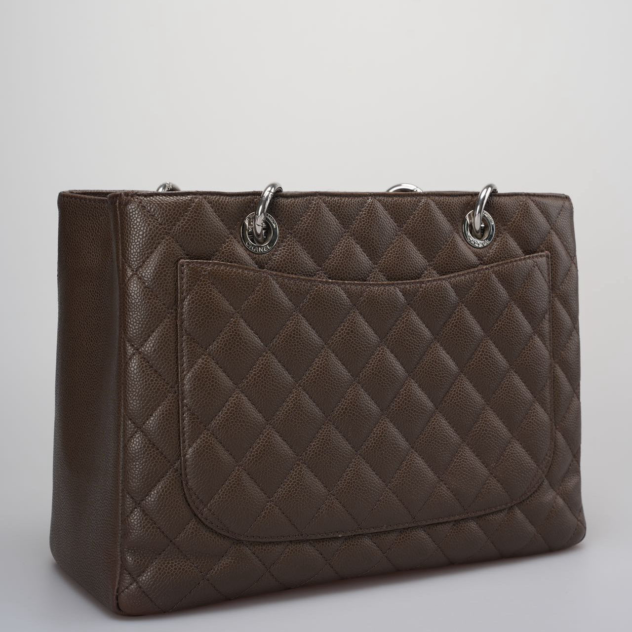 Chanel Brown GST Grand Shopping Tote  Bag in Caviar Leather with  Silver Hardware
