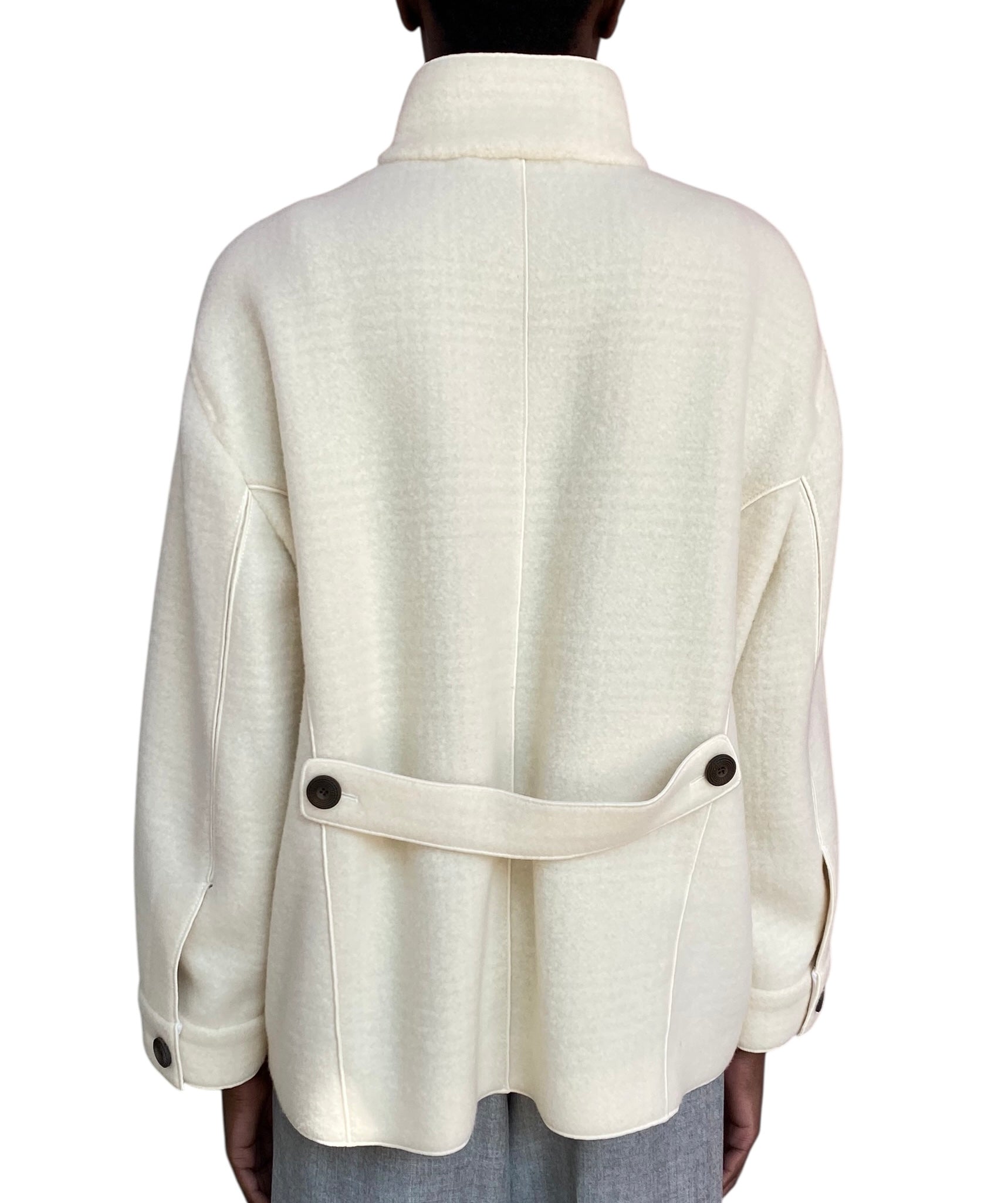 Giorgio Armani Ivory Soft Check Wool Bomber Jacket - 40 / US 4-6
