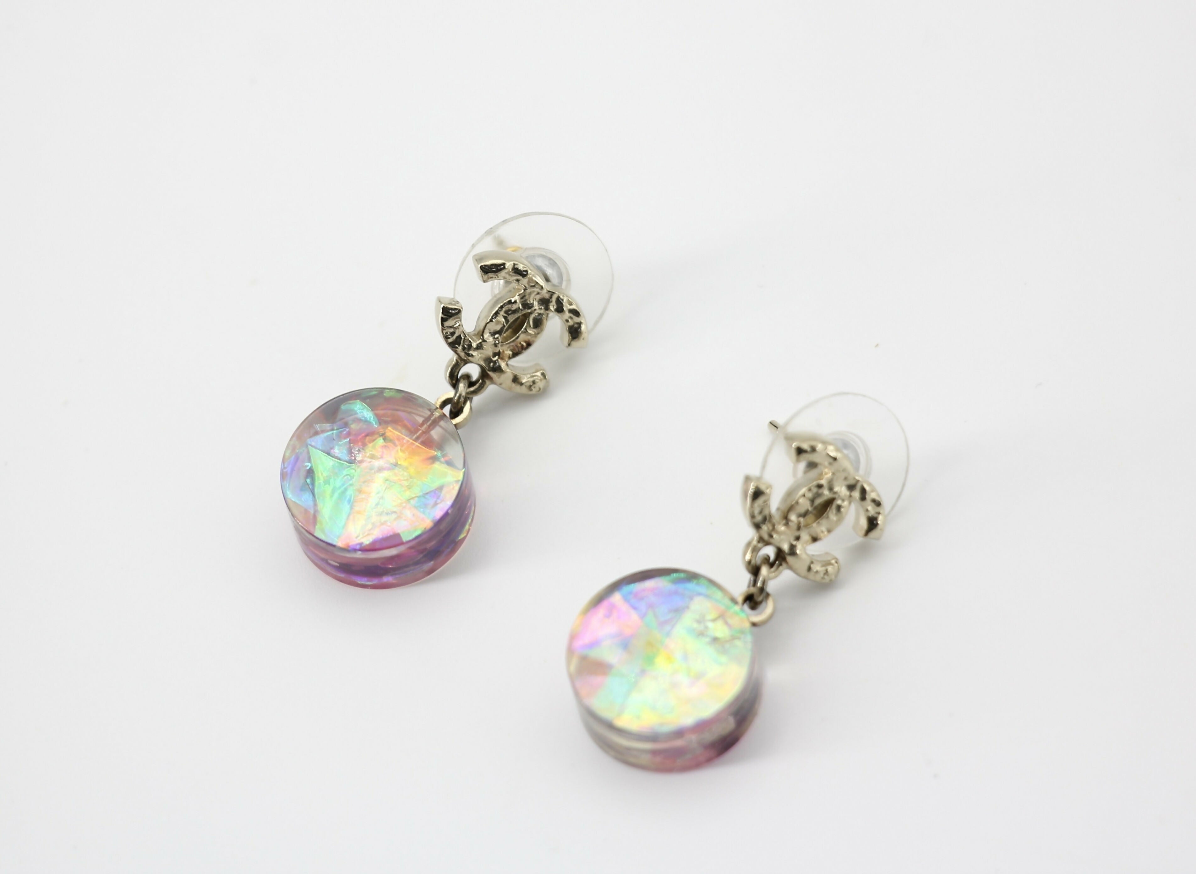 Chanel 12A Fantasy Purple Resin Round Dangle Clip-on Earrings