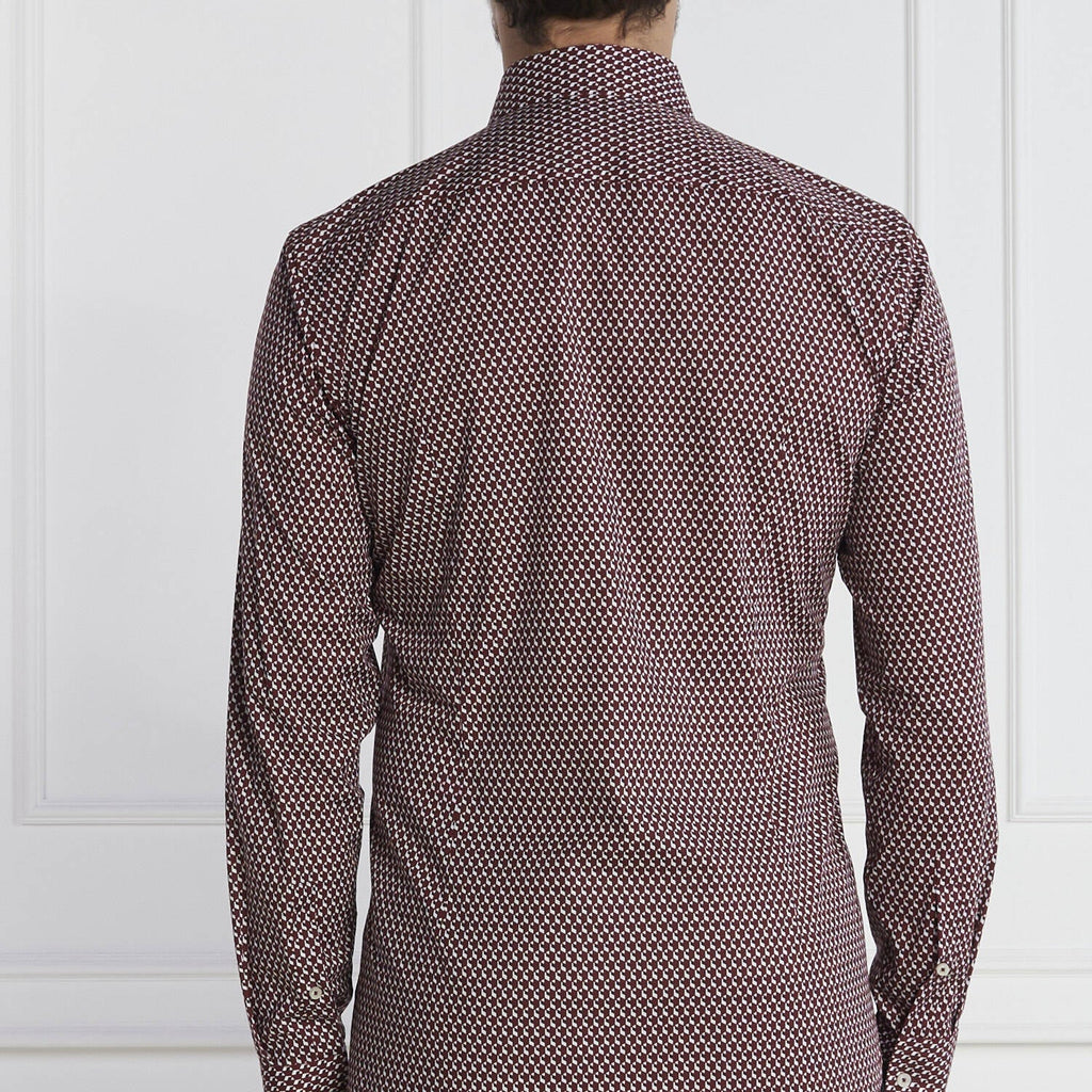 Slim-Fit Shirt In Geometric-Print Performance-Stretch Fabric