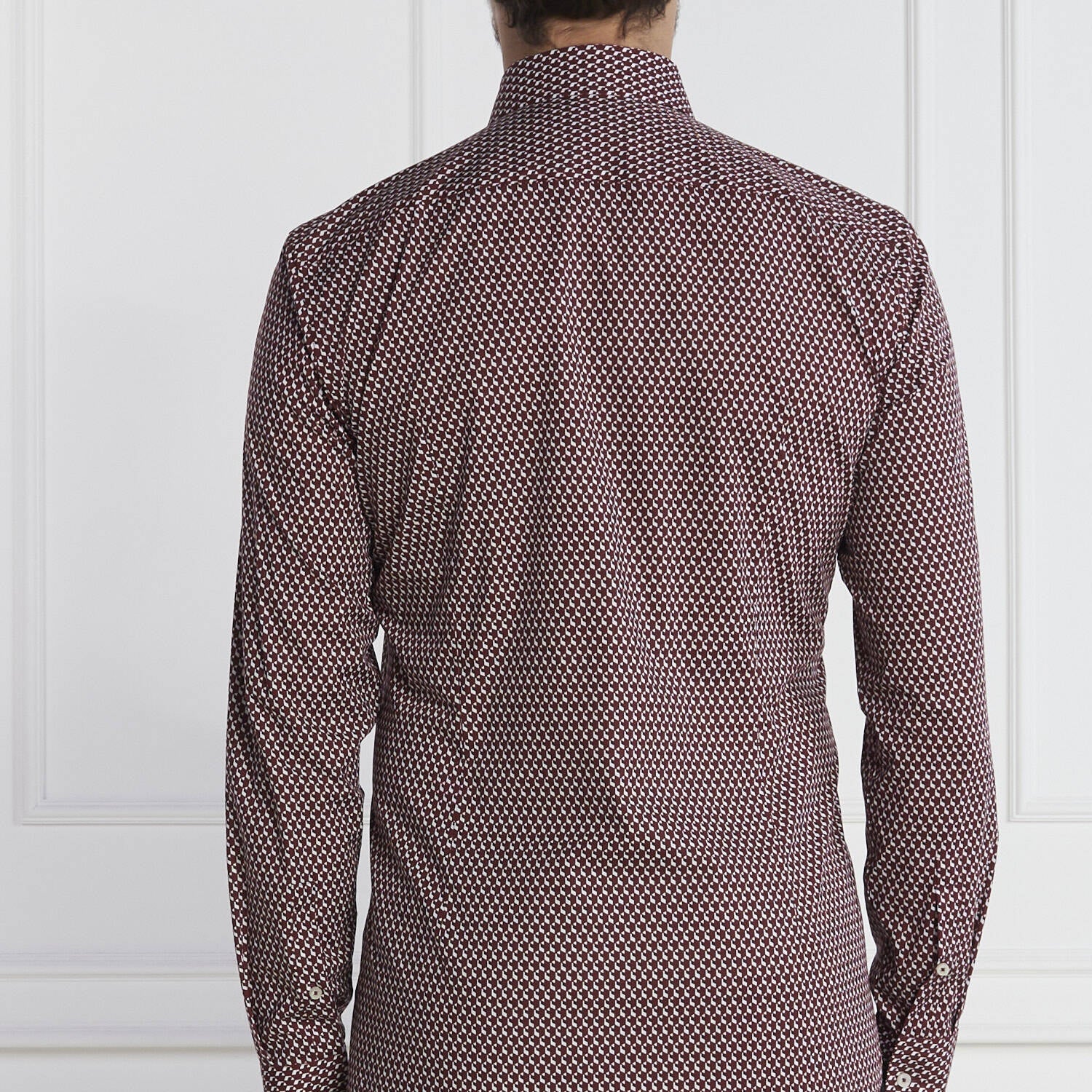 Slim-Fit Shirt In Geometric-Print Performance-Stretch Fabric