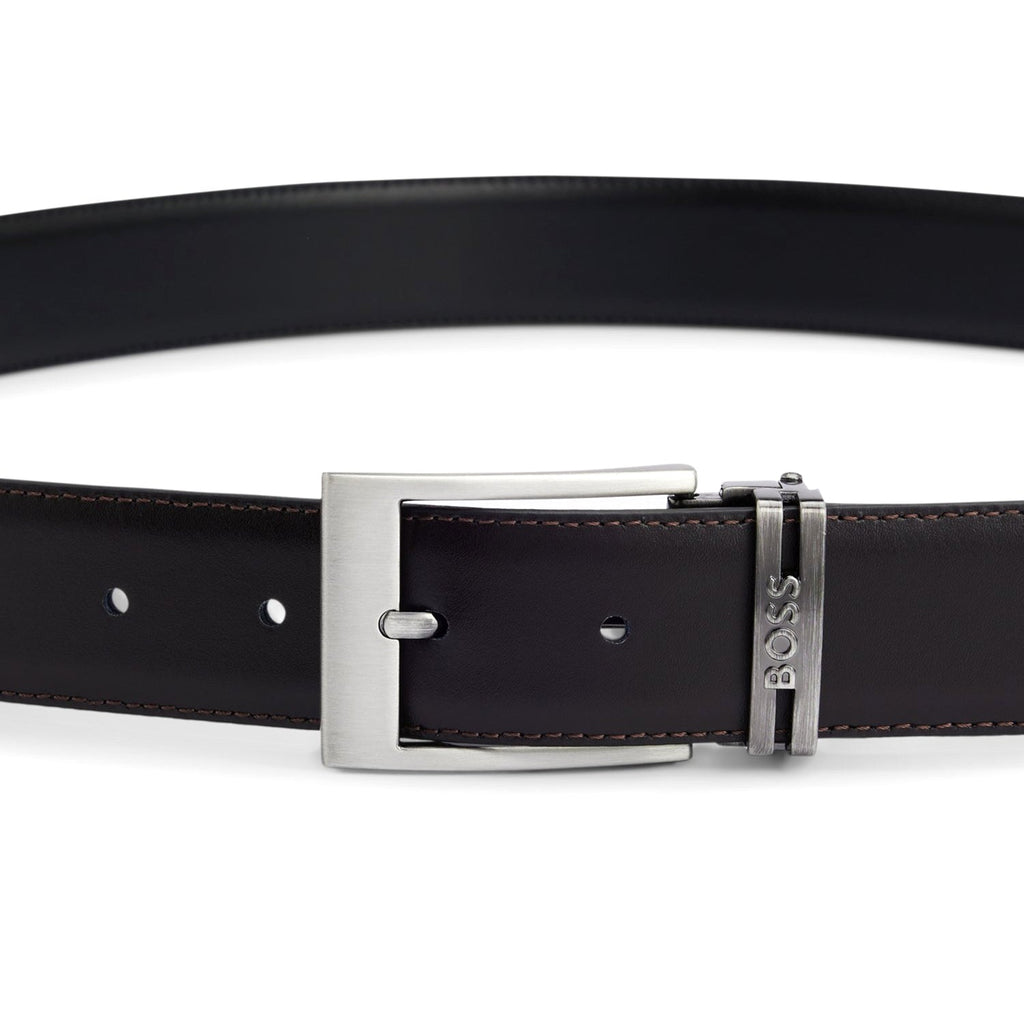 Italian-Leather Reversible Belt With Branded Keeper