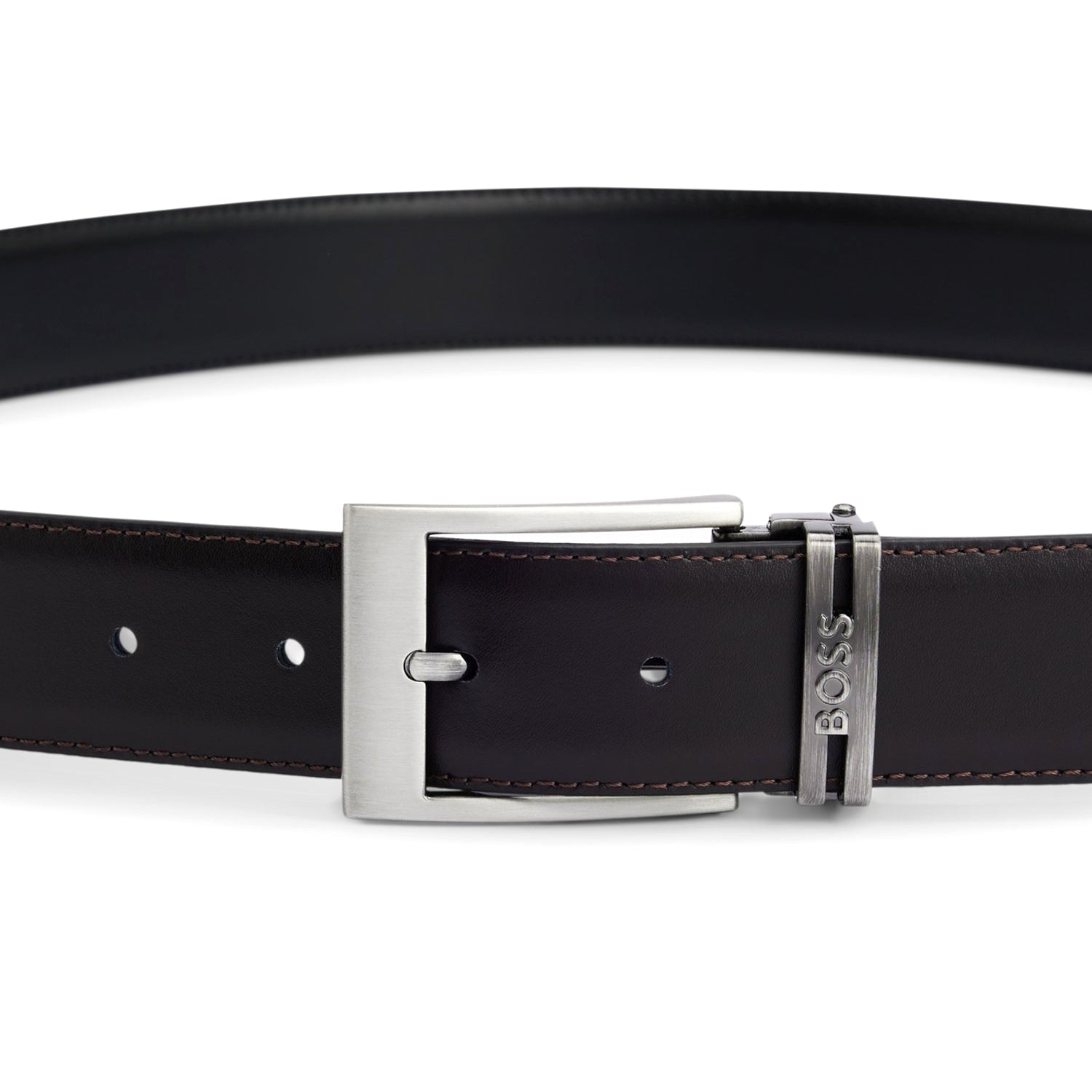 Italian-Leather Reversible Belt With Branded Keeper