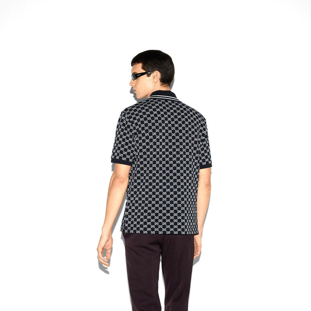 Gg Cotton Piquet Jacquard Polo Shirt