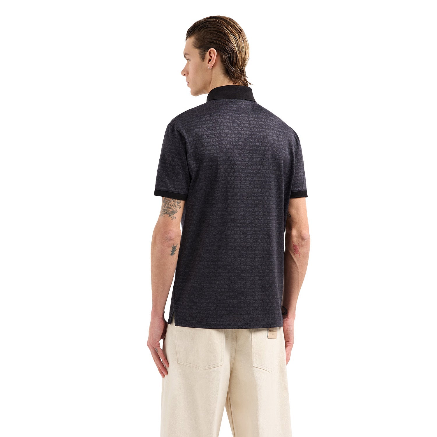 Jersey Polo Shirt With All-Over Jacquard Lettering