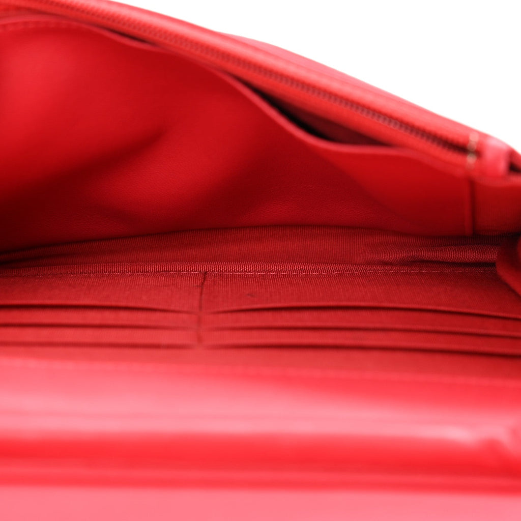 Lambskin Quilted Boy Wallet On Chain WOC Dark Fuchsia