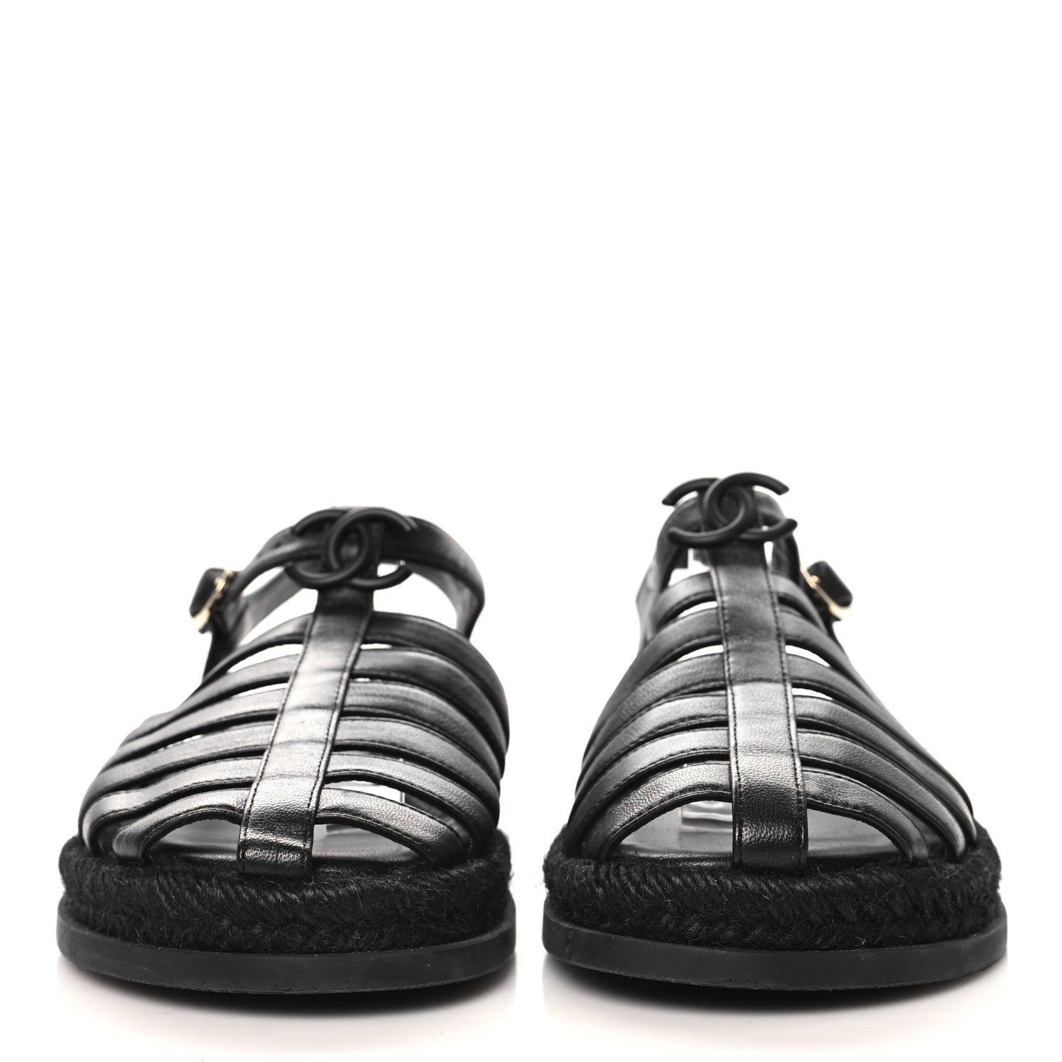 Lambskin Espadrille Sandals 37 Black