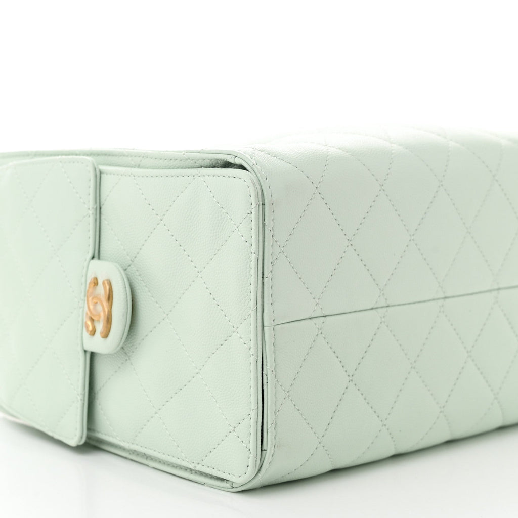 Caviar Quilted Small Chanel 25 Handbag Light Green