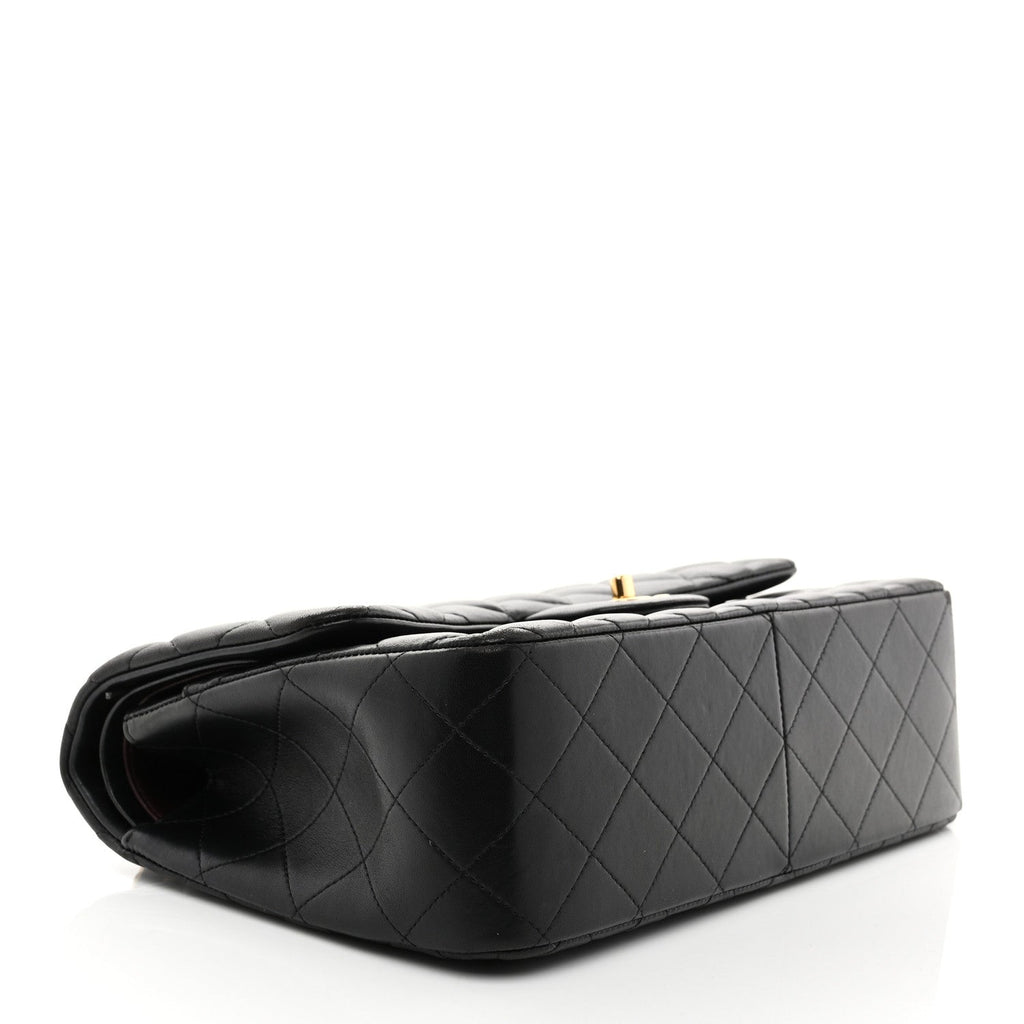Lambskin Quilted Jumbo Double Flap Black