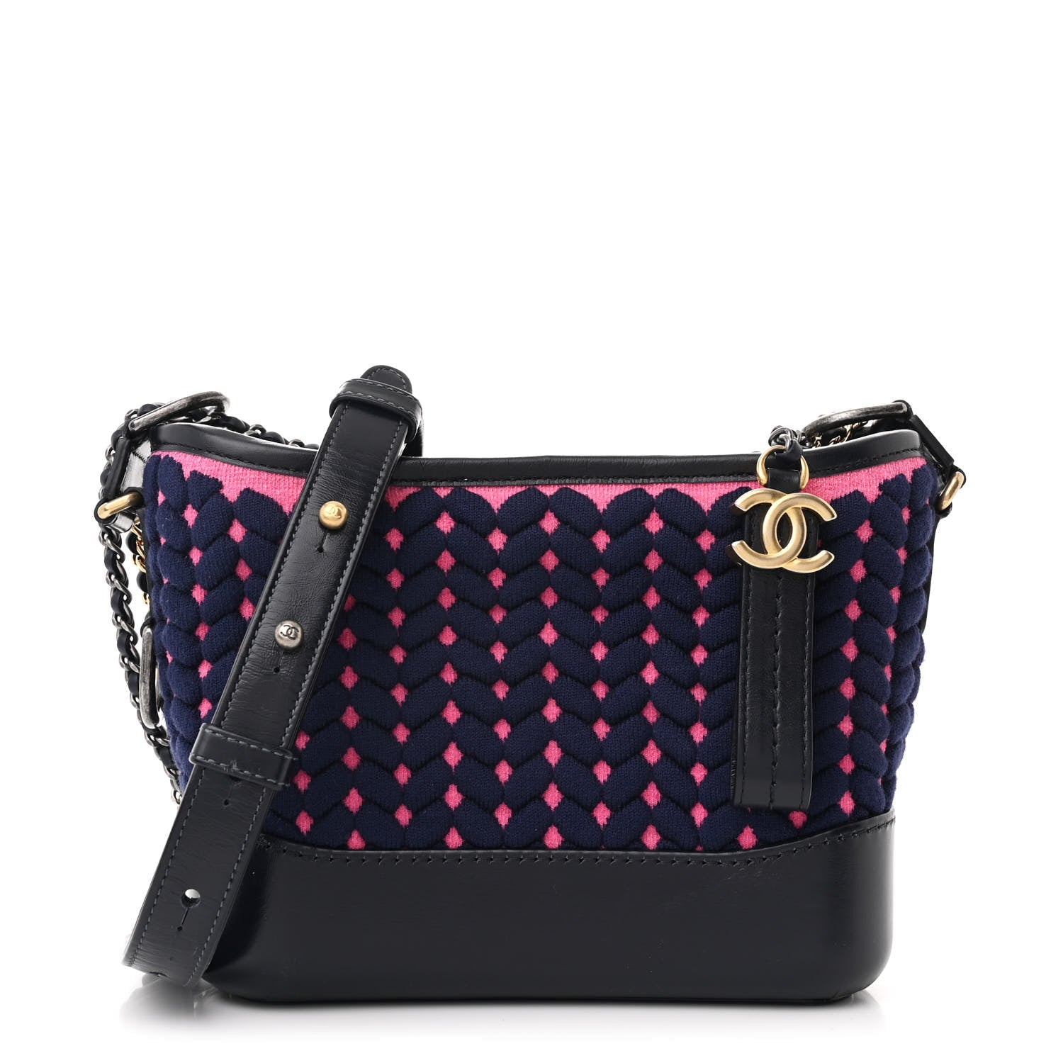 Wool Calfskin Small Gabrielle Hobo Dark Navy
