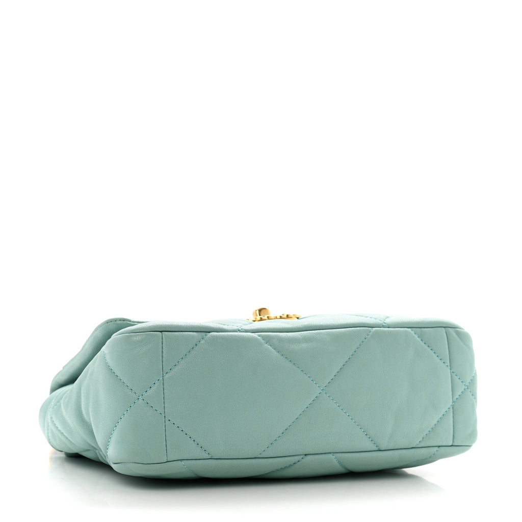 Goatskin Quilted Medium Chanel 19 Flap Light Blue