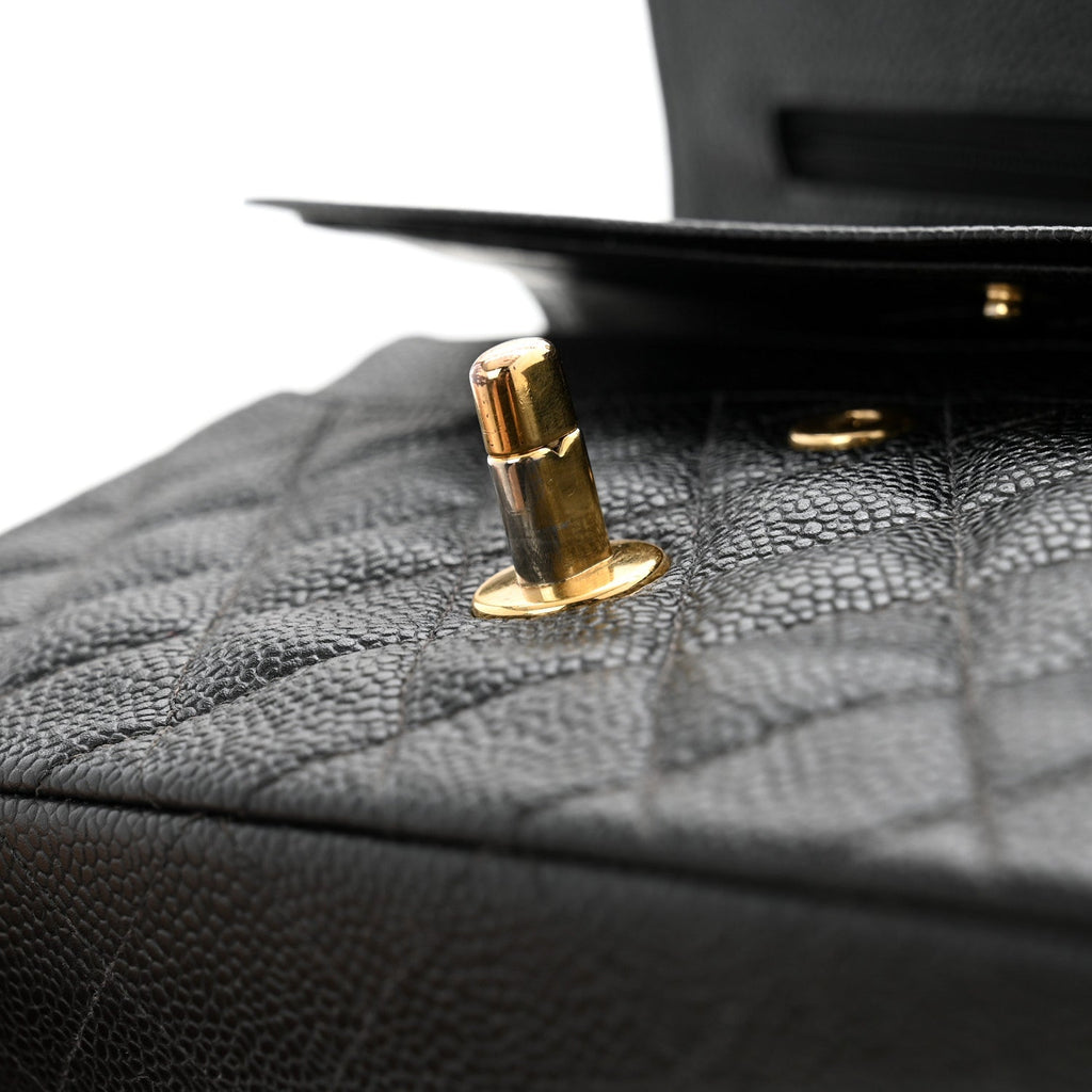 Caviar Quilted Small Double Flap Black