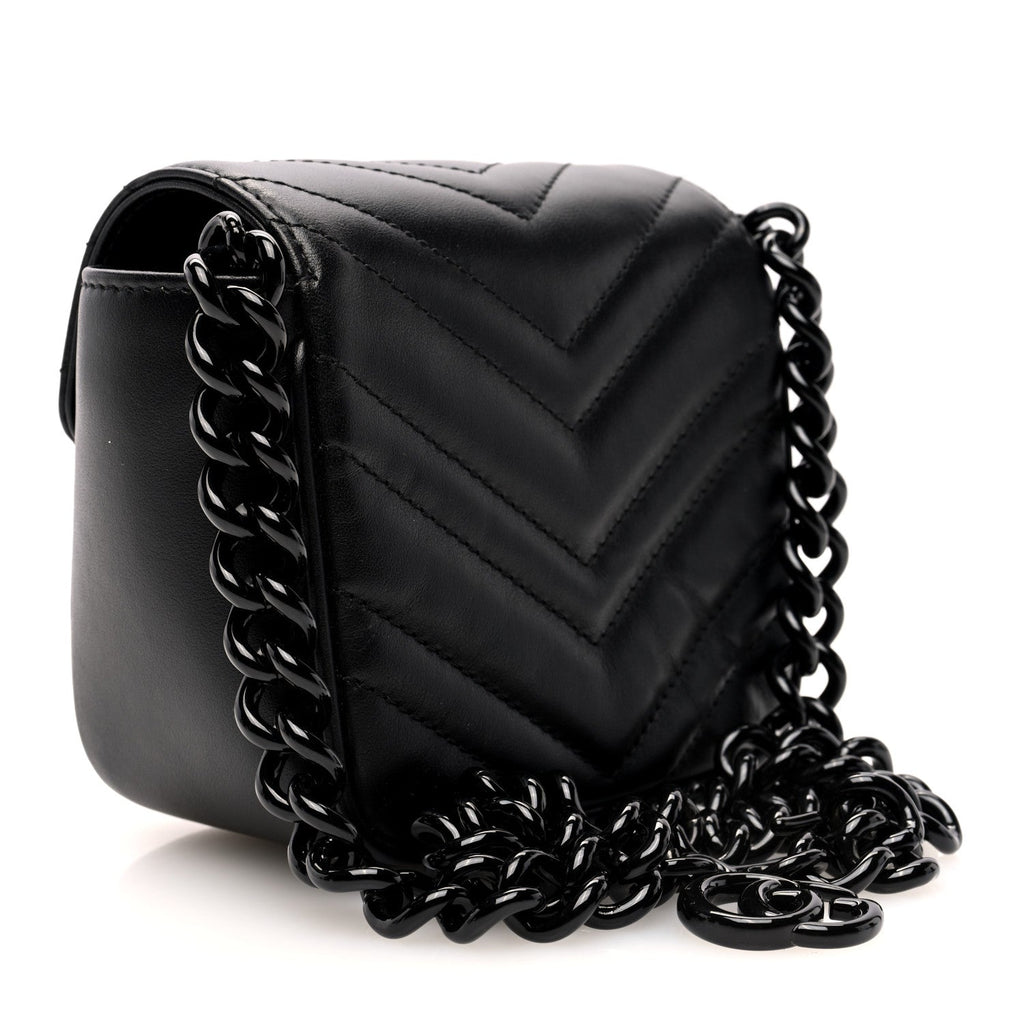 Calfskin Matelasse Monochrome GG Marmont Chain Mini Belt Bag Black