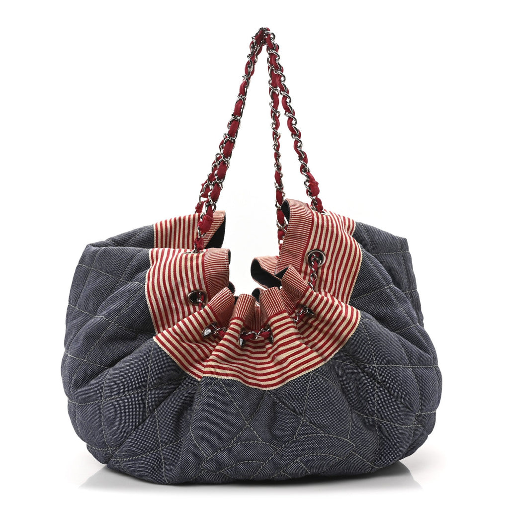 Denim Quilted Large Stretch Spirit Cabas Tote Blue