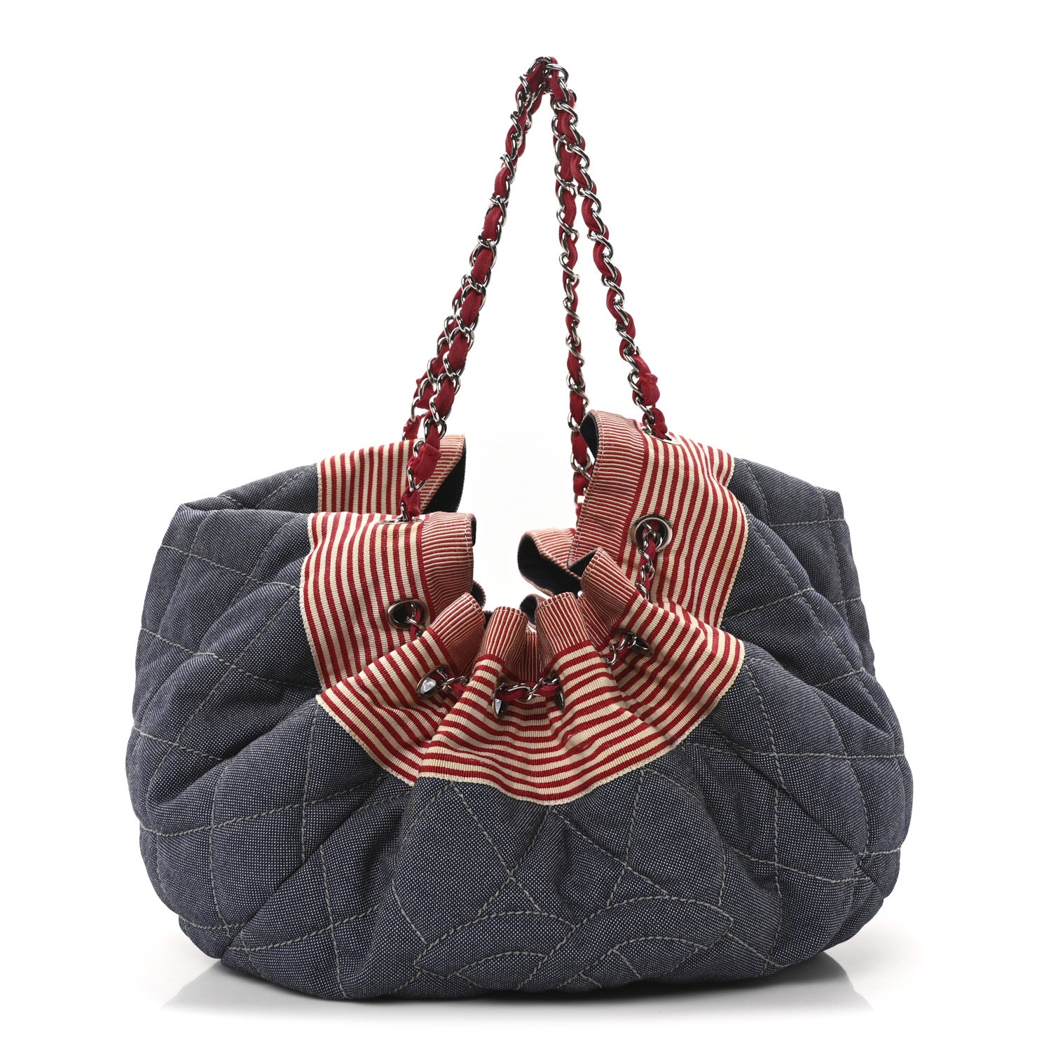 Denim Quilted Large Stretch Spirit Cabas Tote Blue