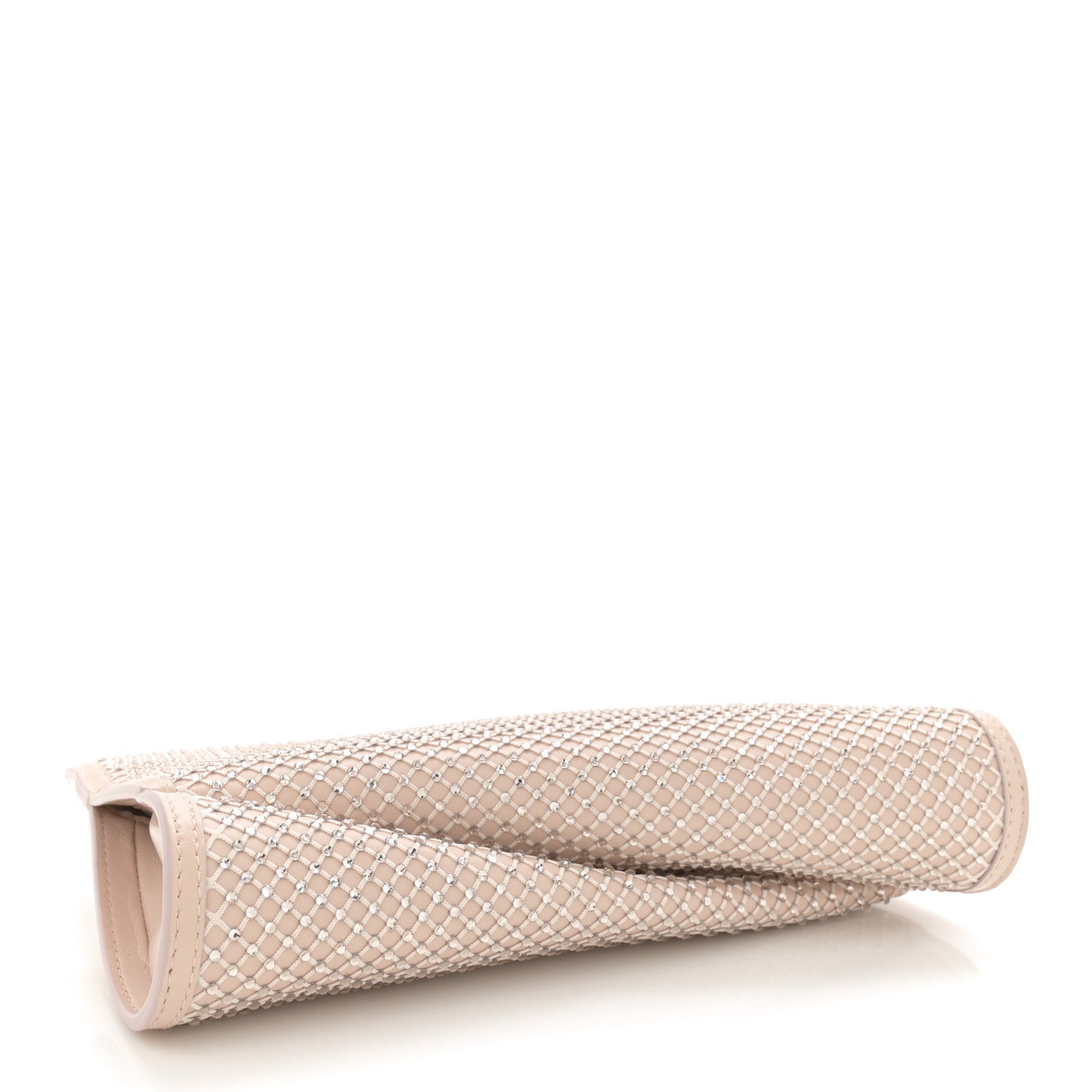 Nappa Resille Strass Loubitwist Clutch Leche Light Silk