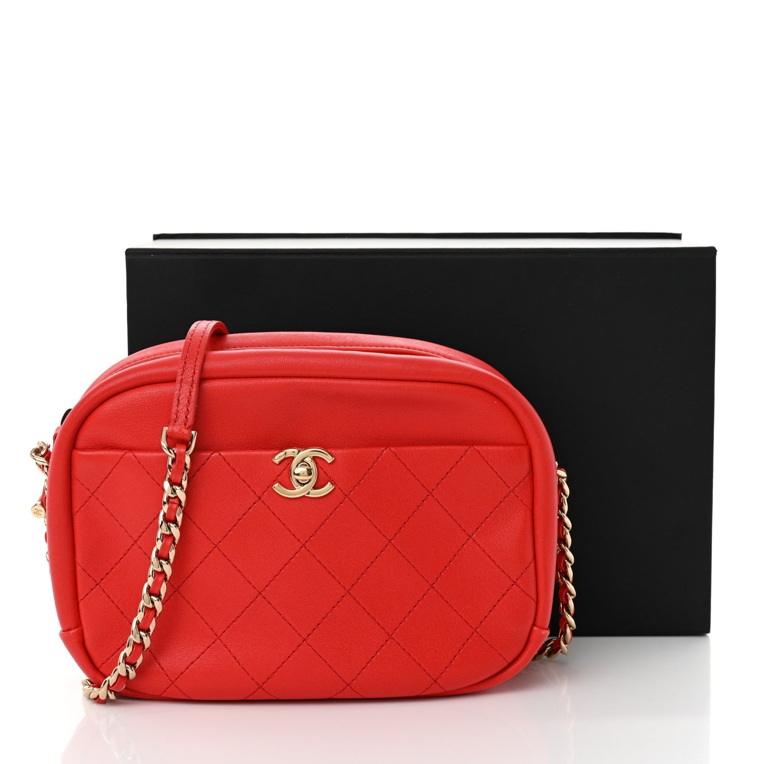 Goatskin Quilted Large Casual Trip Camera Case Bag Red