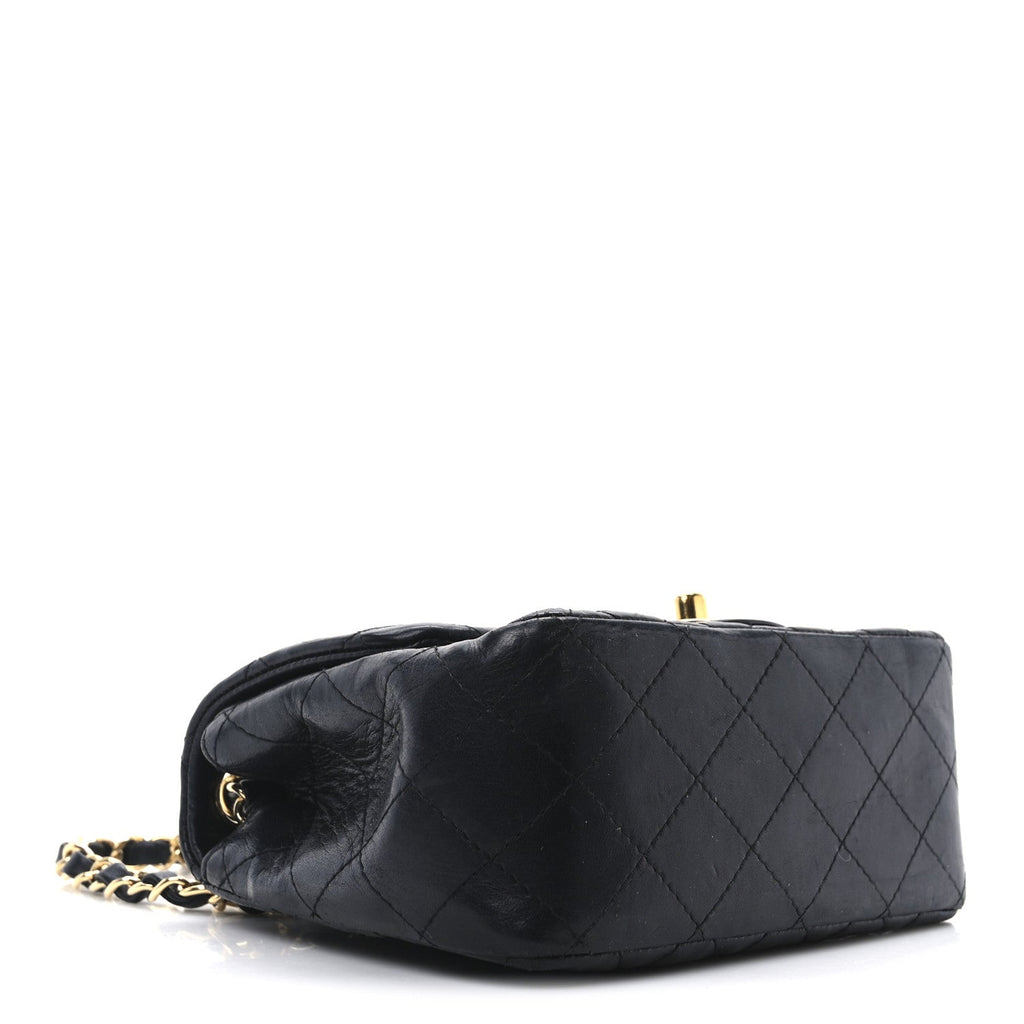 Lambskin Quilted Mini Square Flap Black