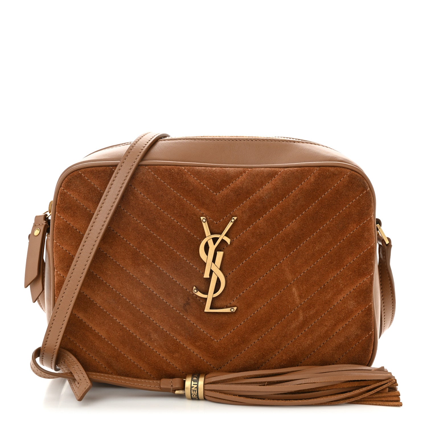 Suede Matelasse Monogram Lou Camera Bag Cinnamon
