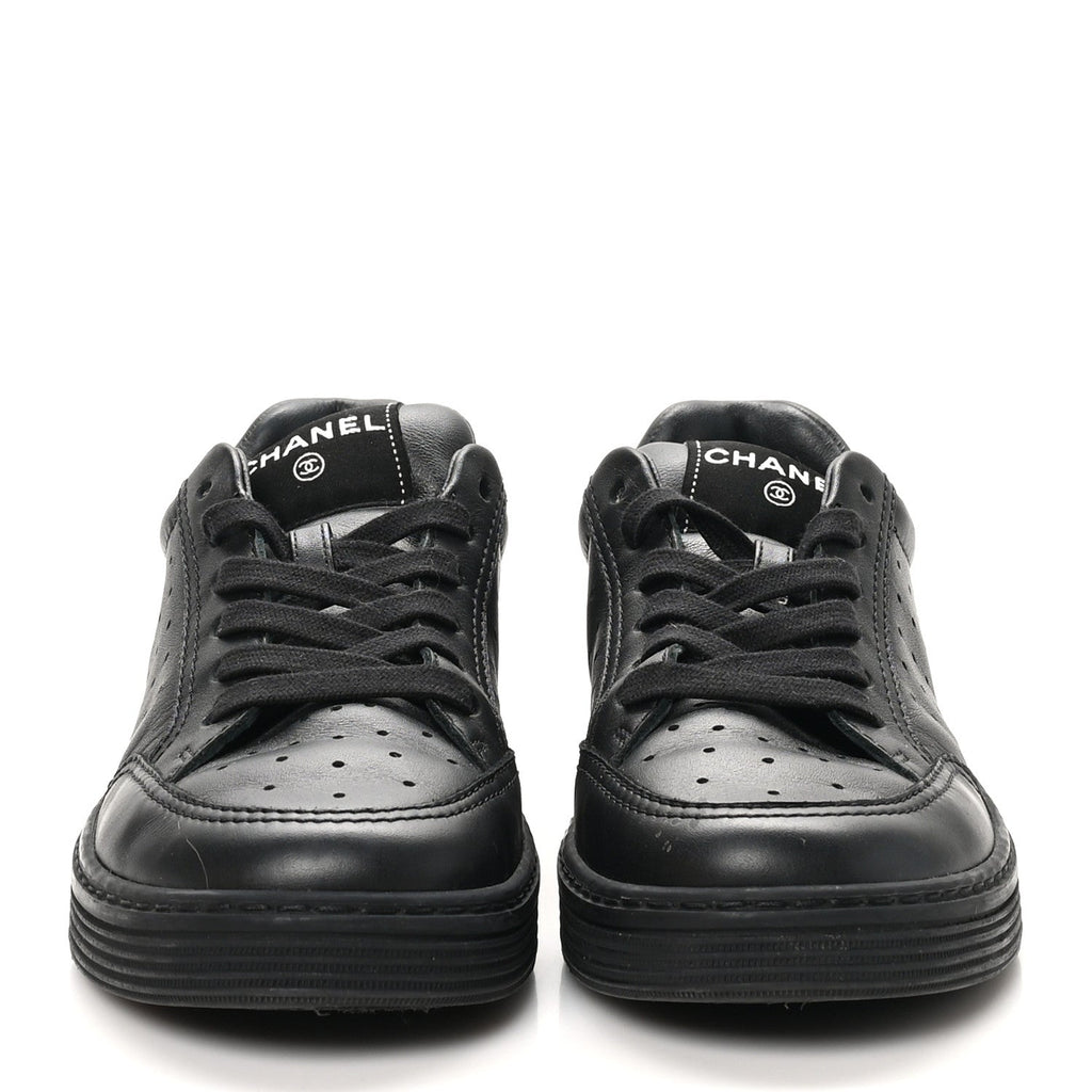 Calfskin CC Womens Sneakers 37.5 Black