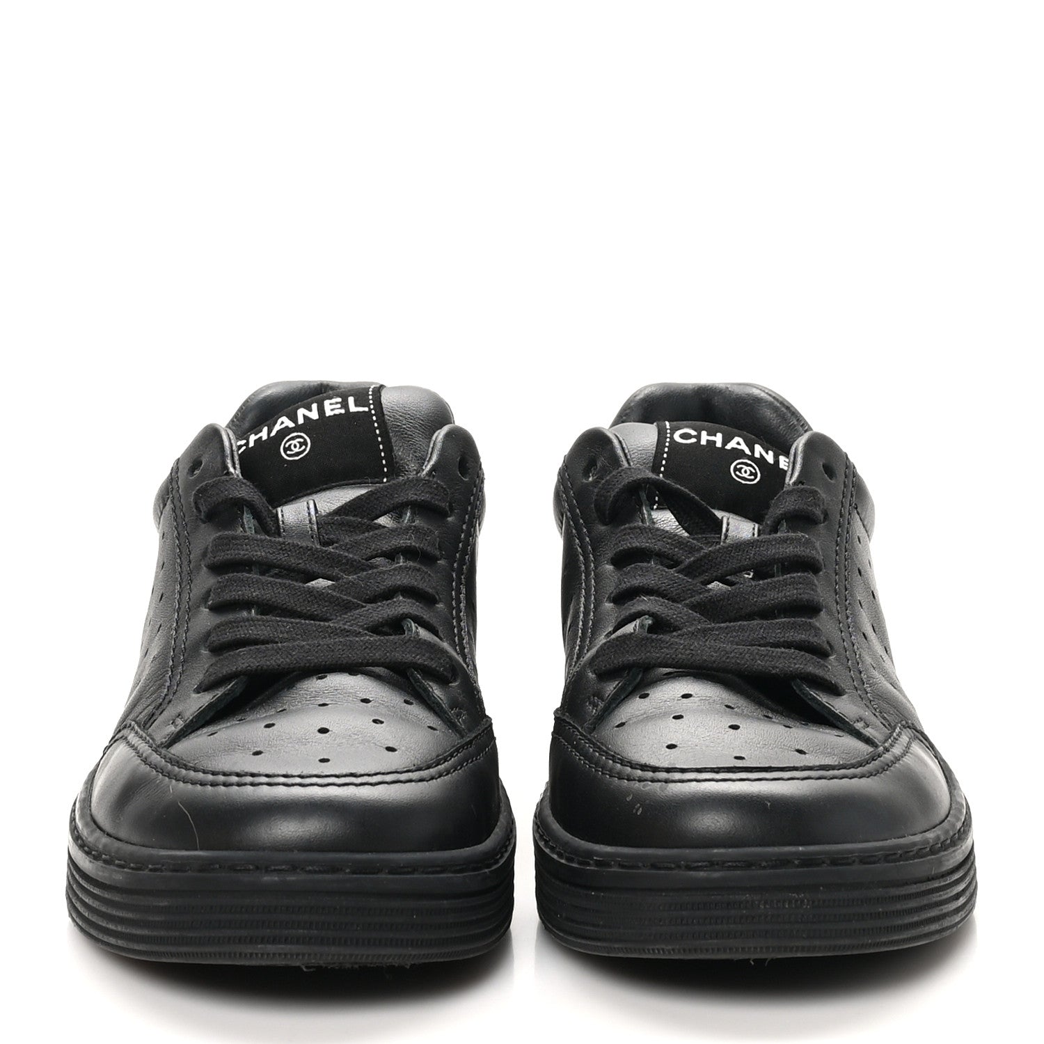 Calfskin CC Womens Sneakers 37.5 Black