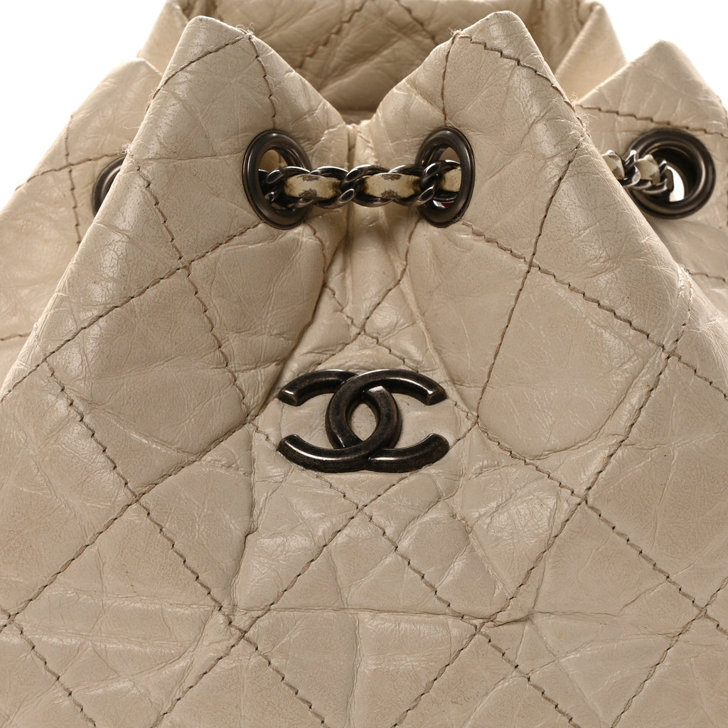 Aged Calfskin Quilted Small Gabrielle Backpack Black White