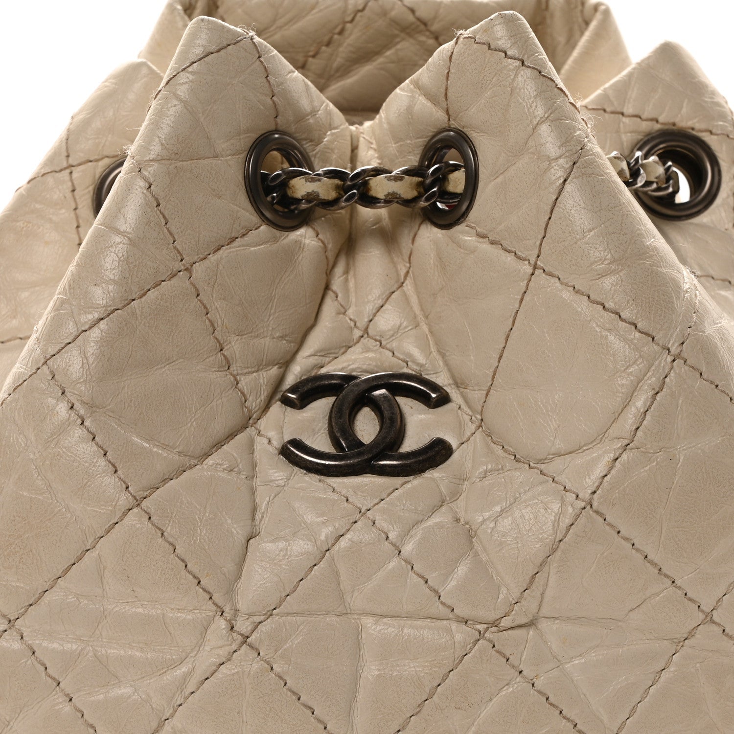 Aged Calfskin Quilted Small Gabrielle Backpack Black White