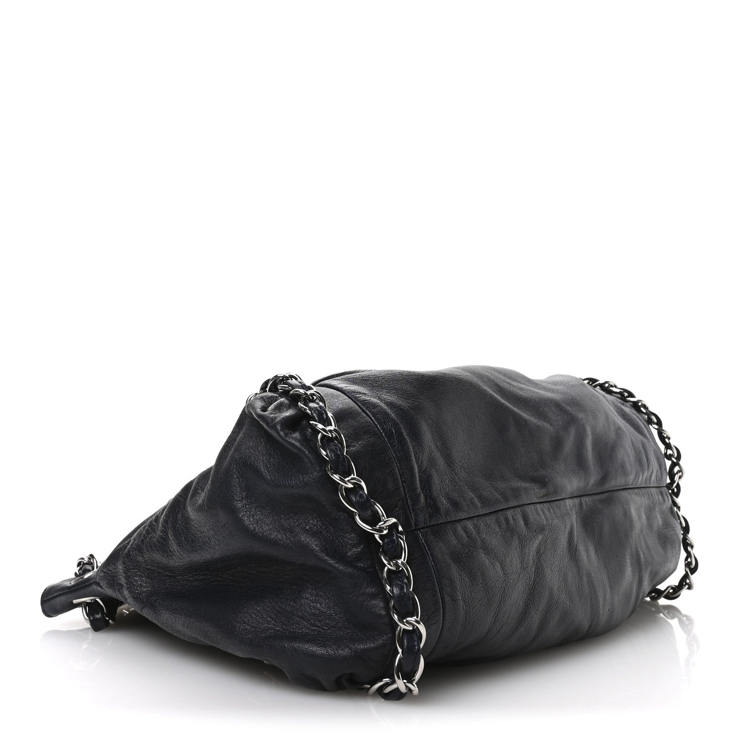 Lambskin Large Sharpei Shoulder Bag Blue