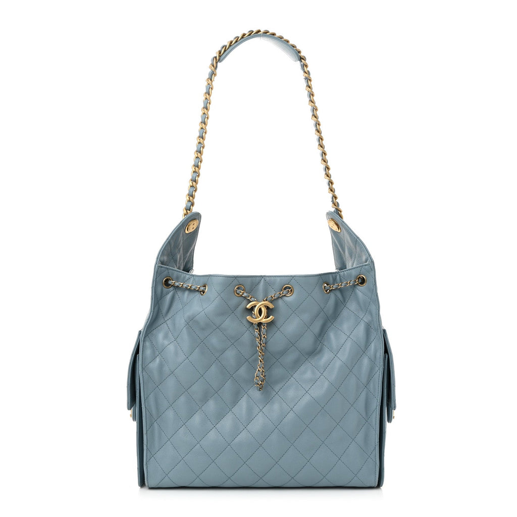 Caviar Quilted Medium Chanel 25 Handbag Blue