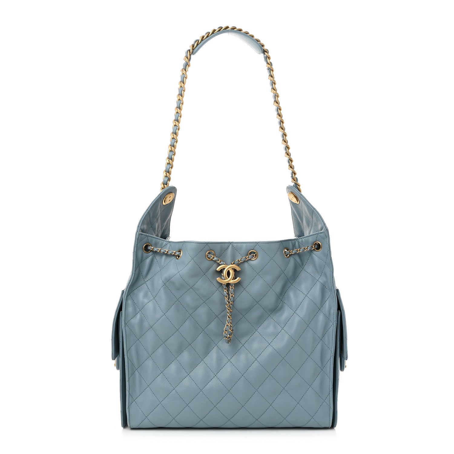 Caviar Quilted Medium Chanel 25 Handbag Blue