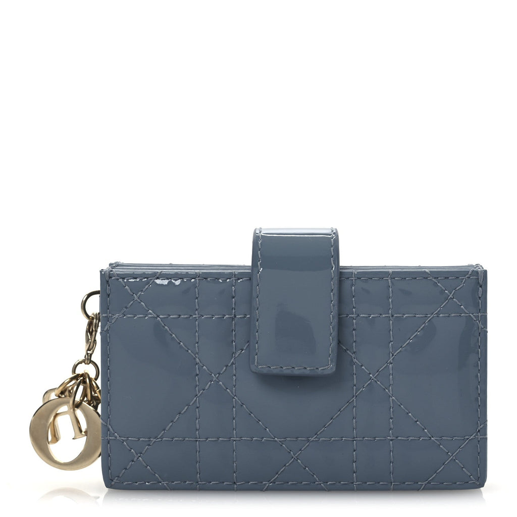 Patent Cannage Lady Dior 5 Gusset Jasmine  Holder Cloud Blue