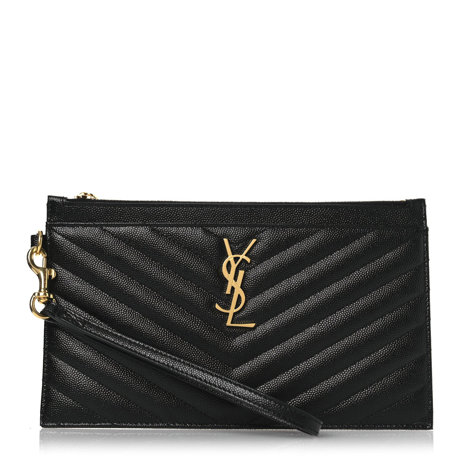 Grain De Poudre Chevron Monogram Large Bill Pouch Black