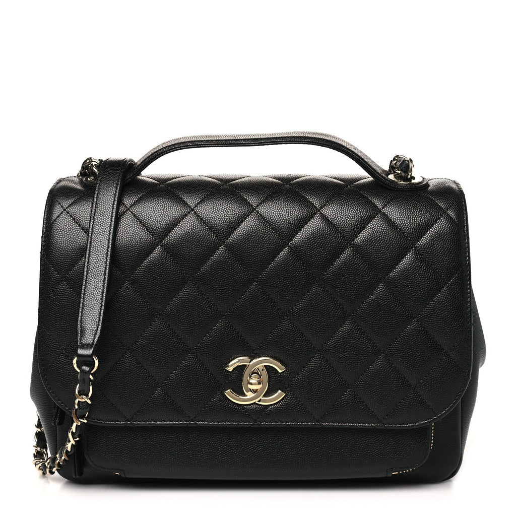 Caviar Quilted Large Business Affinity Flap Black