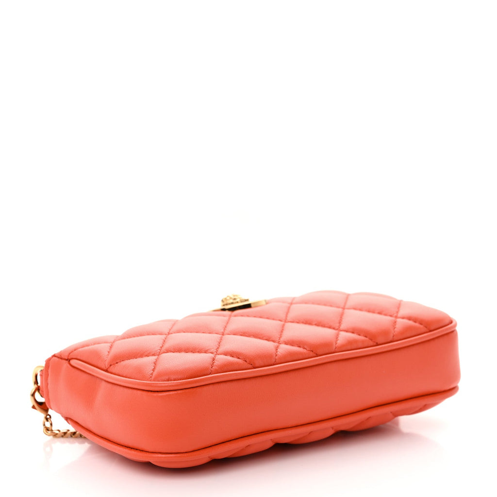 Nappa Quilted La Medusa Mini Pouch Bag Coral