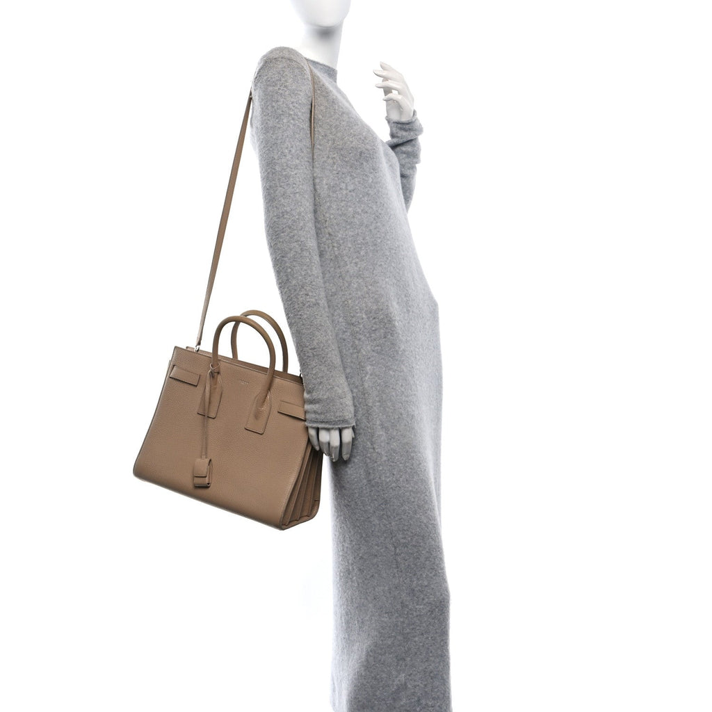 Grained Calfskin Small Sac De Jour Dark Beige