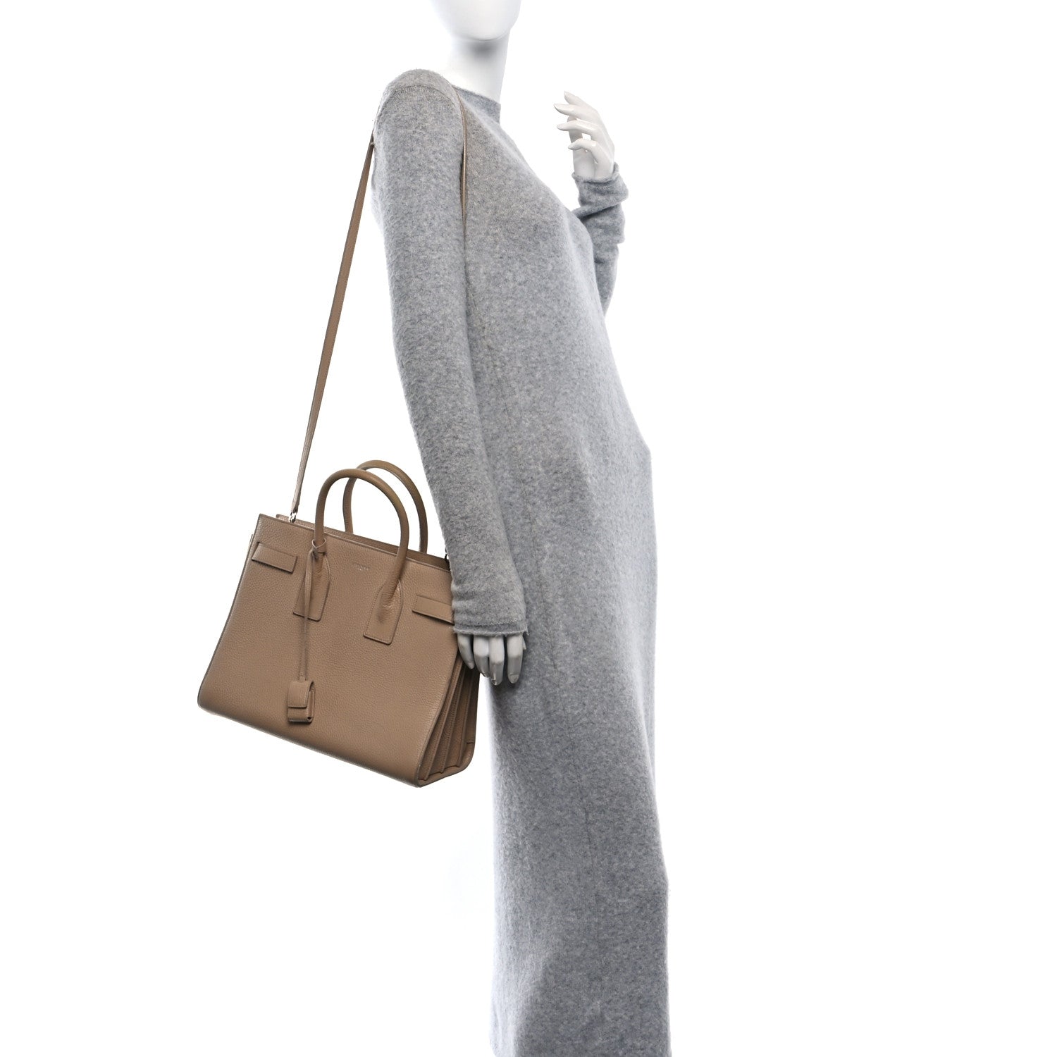 Grained Calfskin Small Sac De Jour Dark Beige