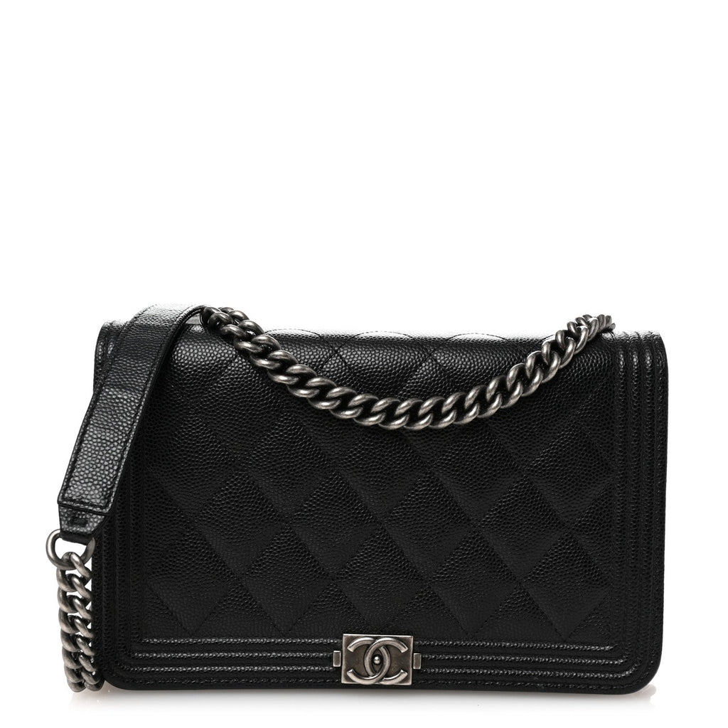 Caviar Quilted Boy Wallet On Chain WOC Black