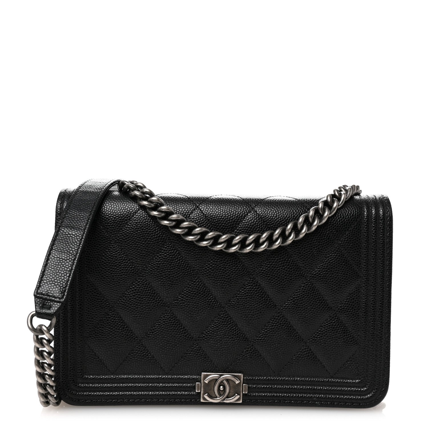 Caviar Quilted Boy Wallet On Chain WOC Black