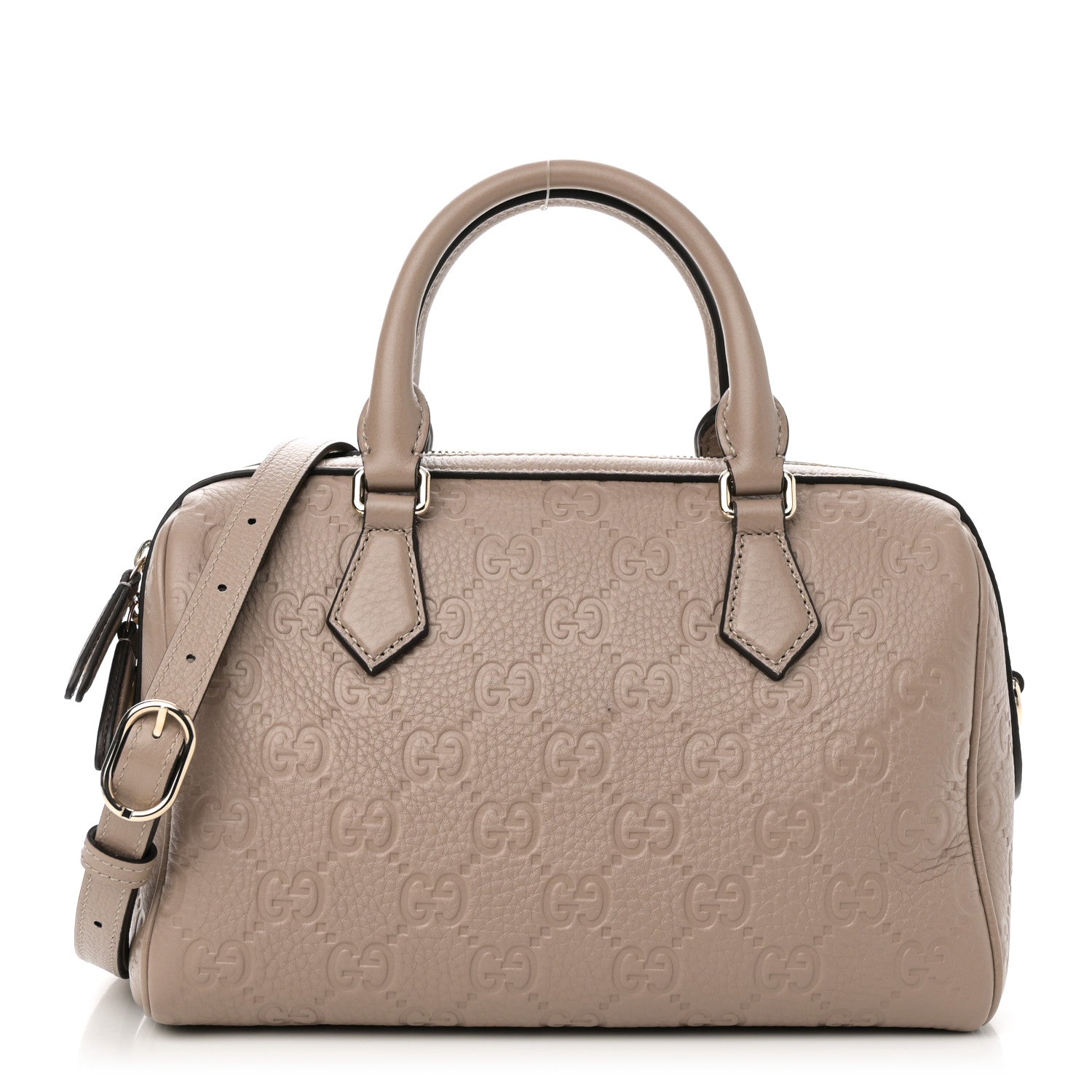 Calfskin GG Emblem Small Top Handle Bag Taupe