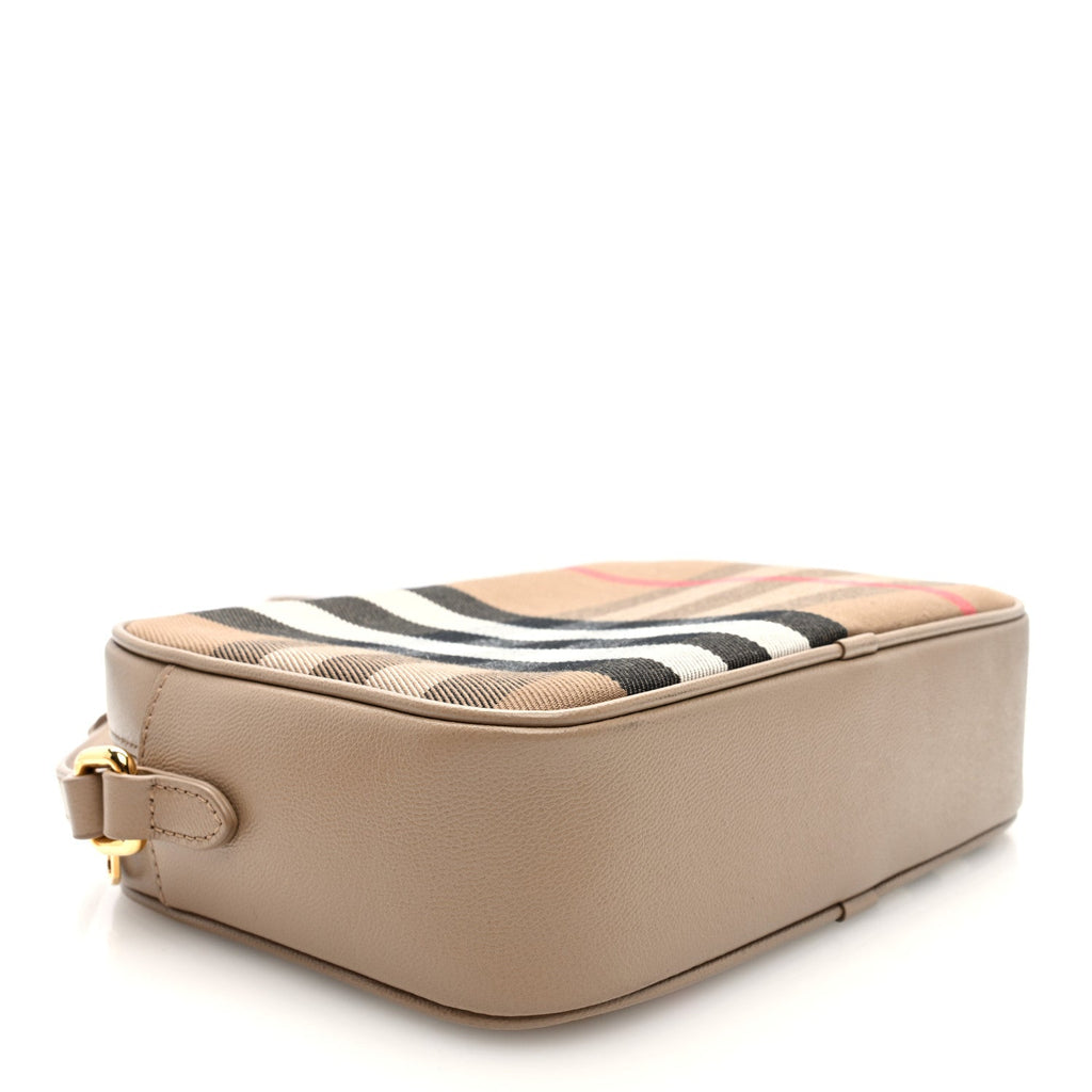 Calfskin House Check Medium Camera Bag Chestnut Beige