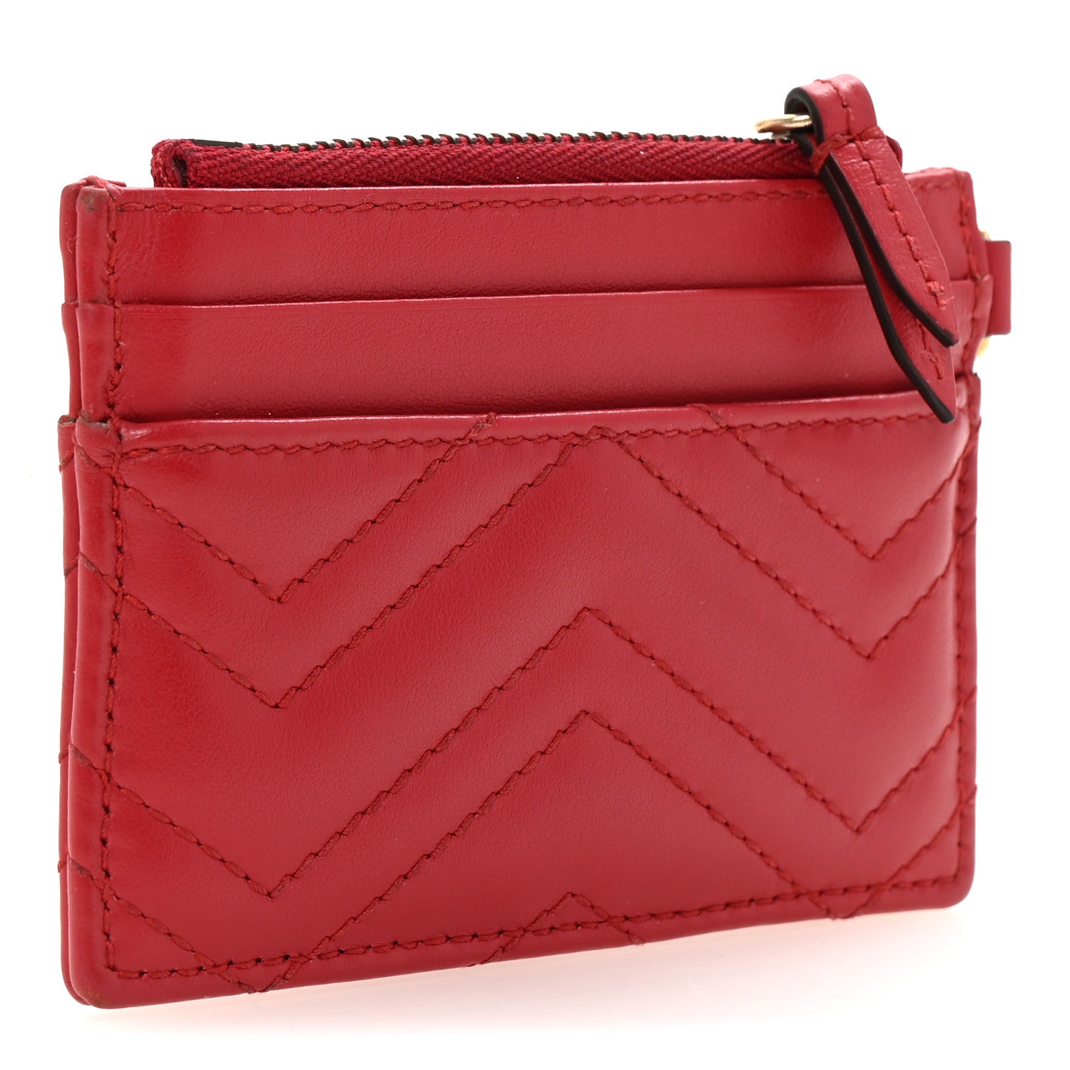 Calfskin Matelasse GG Marmont Key Case  Holder Hibiscus Red