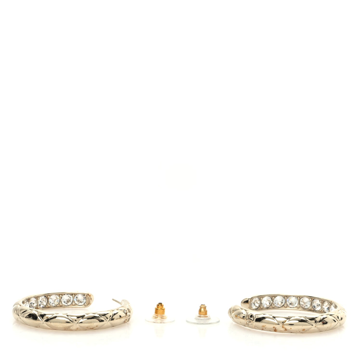 Crystal CC Hoop Earrings Gold