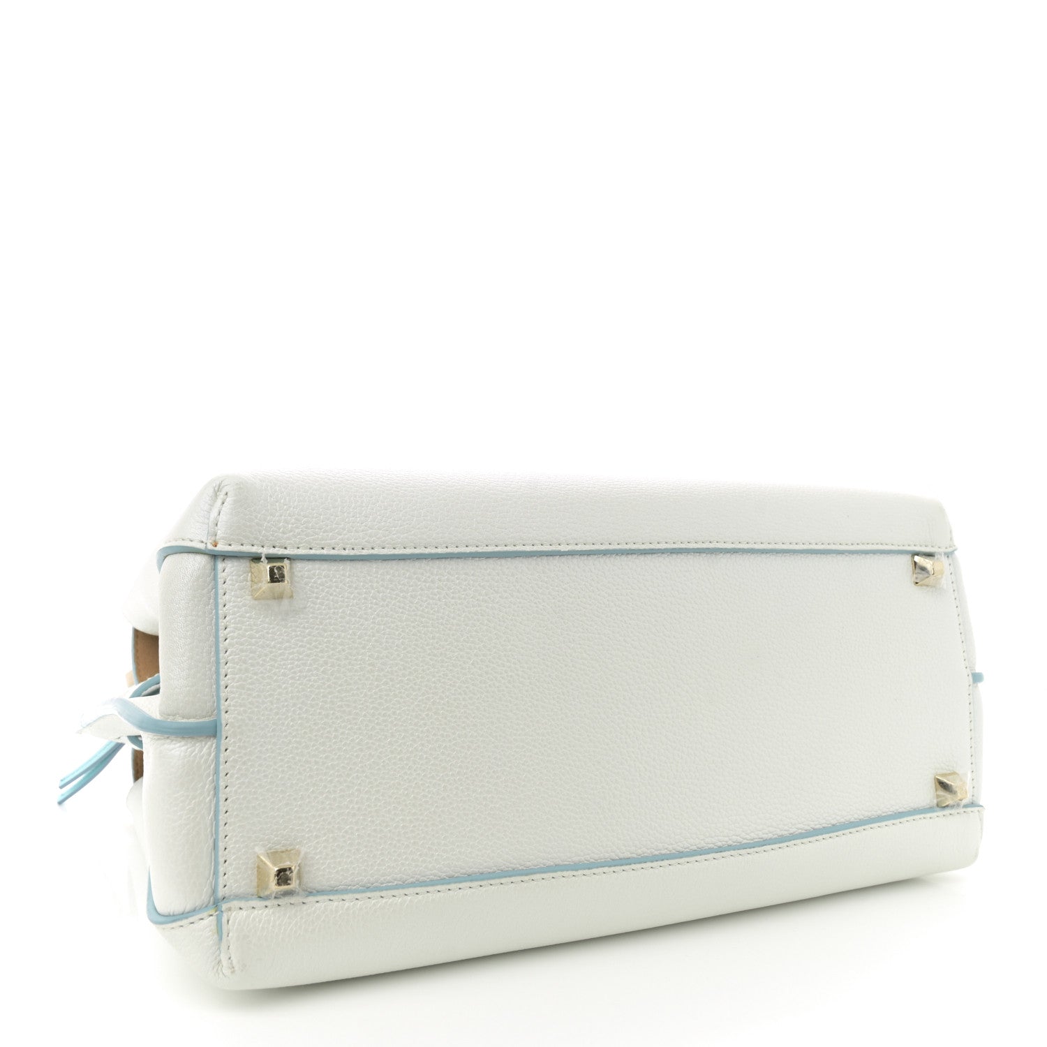 Grained Calfskin Medium Milla Tote White Flake