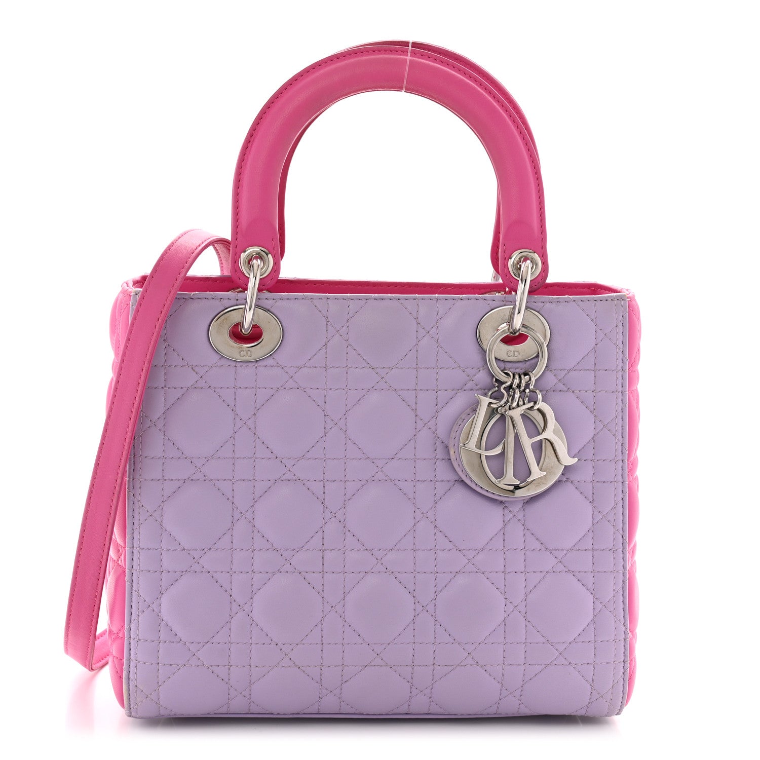 Lambskin Cannage Medium Bi-Color Lady Dior Pink Purple