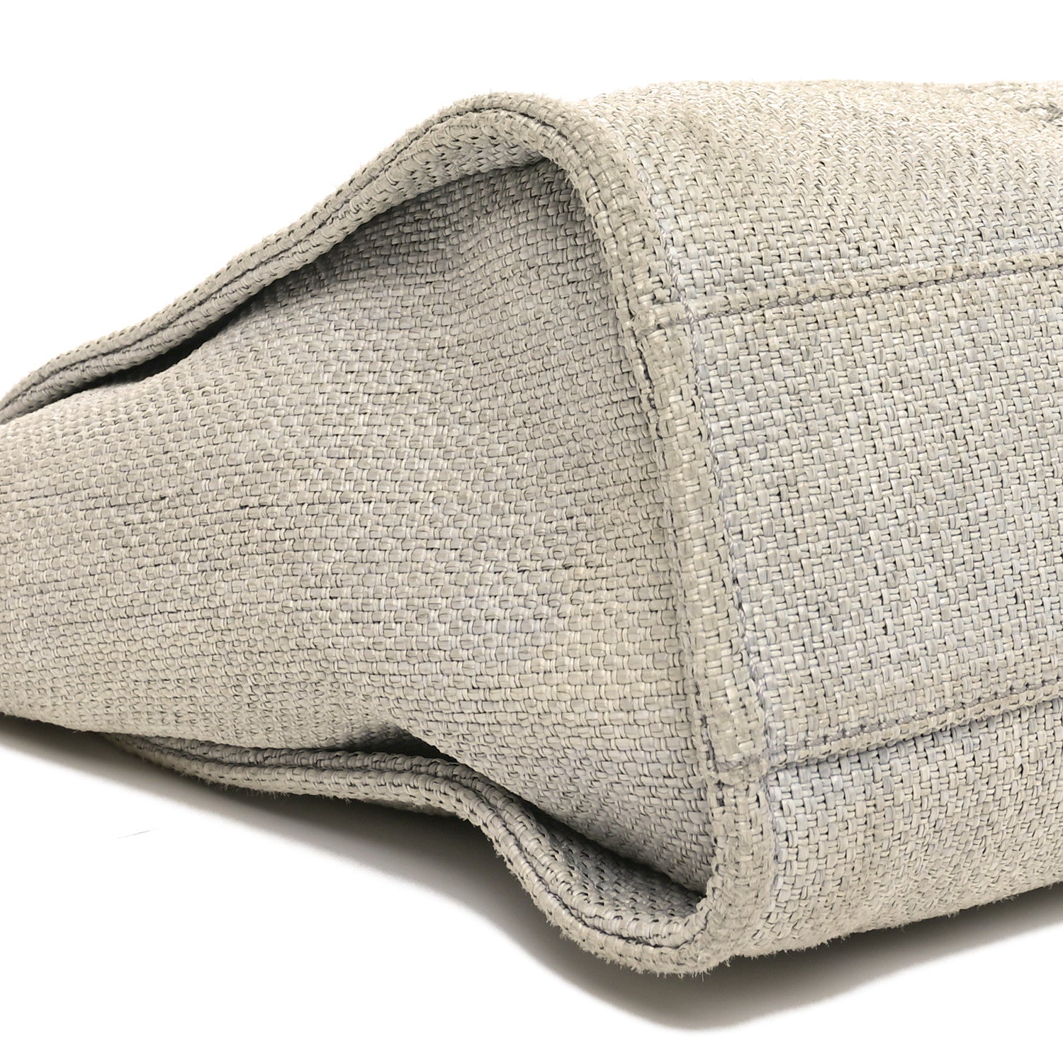 Woven Straw Raffia Small Deauville Tote Grey