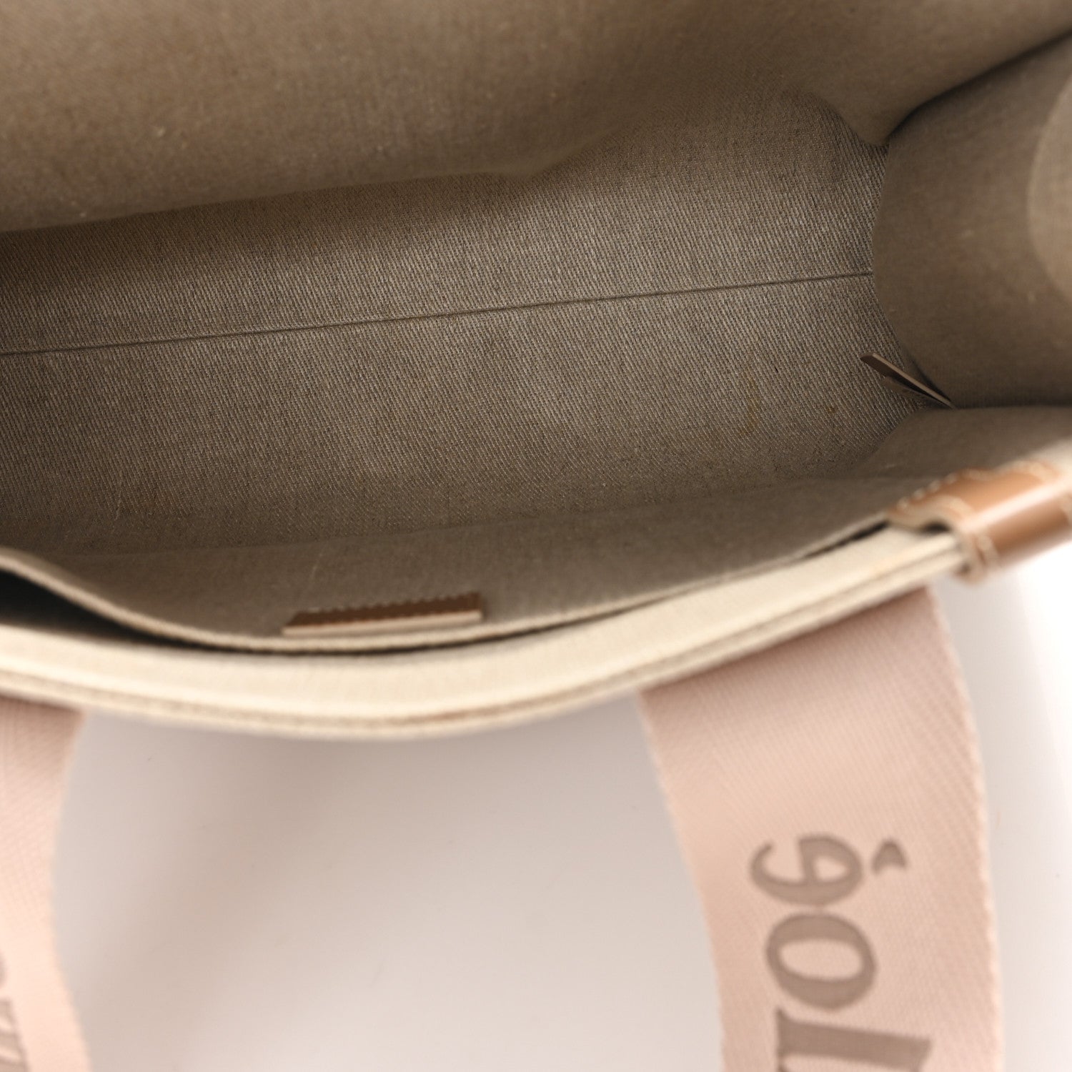 Linen Calfskin Medium Woody Ribbon Tote Blushy Beige