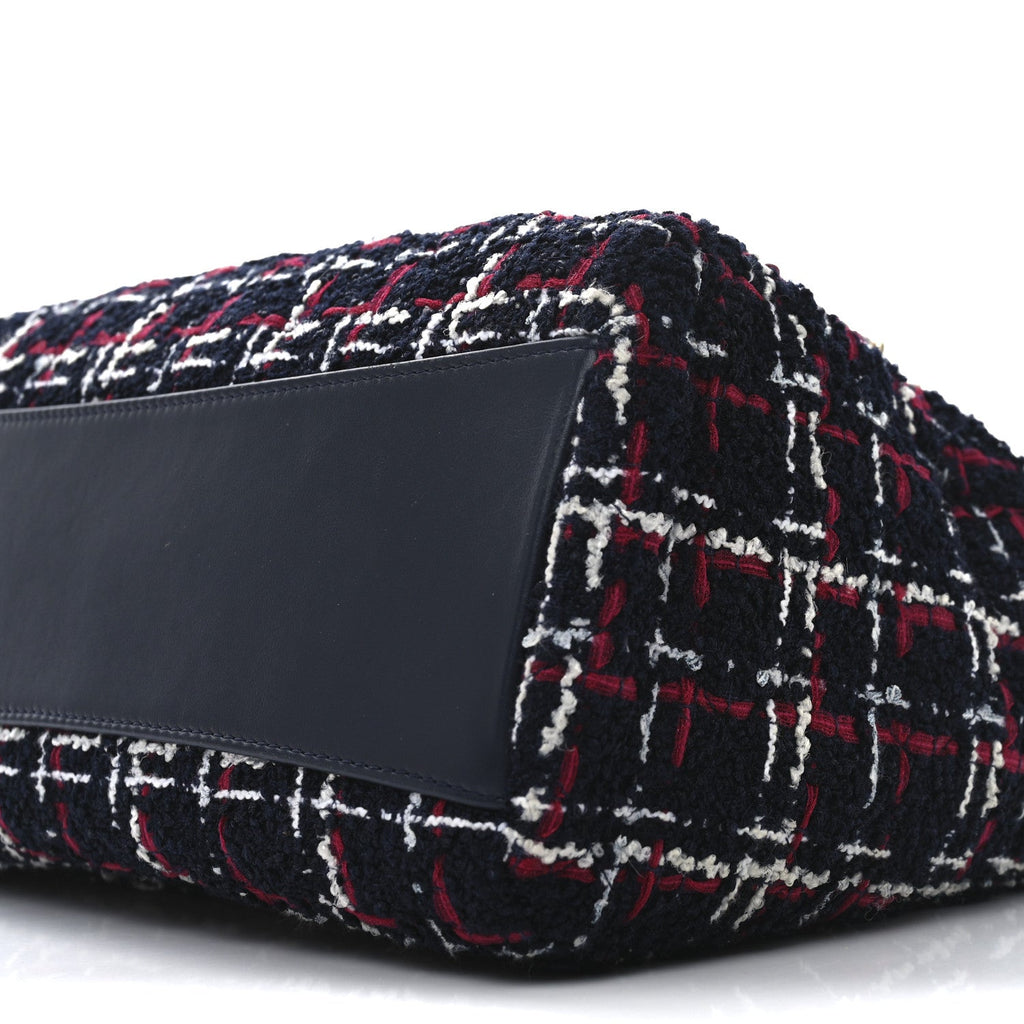 Tweed Calfskin Signe Hobo Navy Multicolor