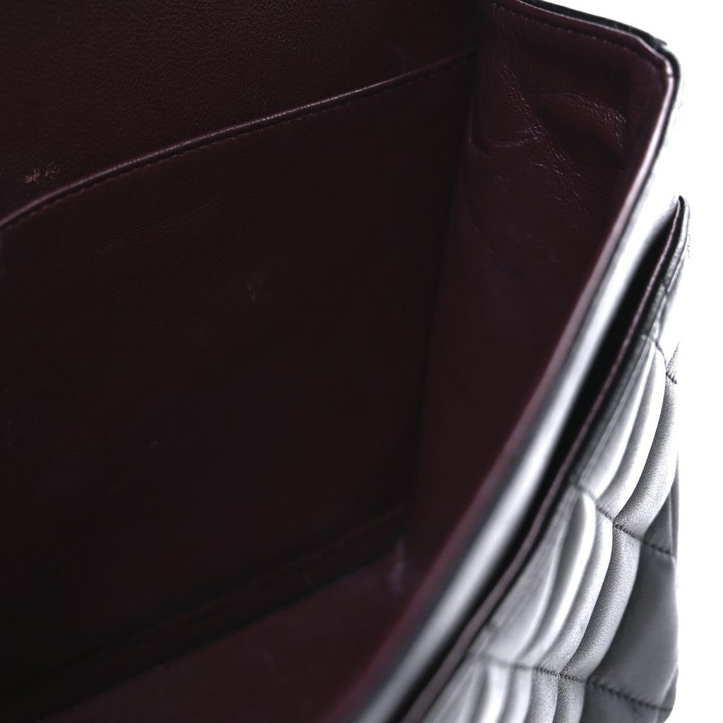 Lambskin Quilted Jumbo Double Flap Black